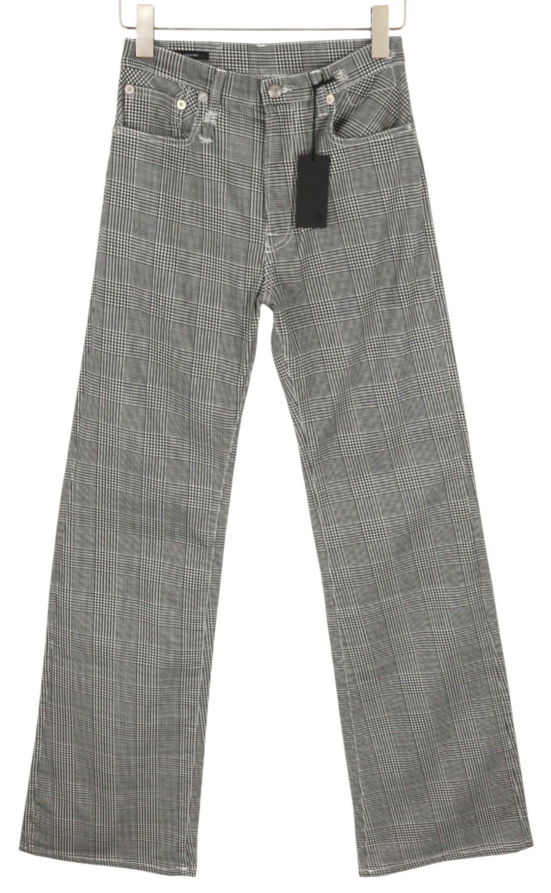 R13 JANE 27 Printed Glen Plaid Straight Flared Stretch 85826 Size 27" / US 4 / IT 40 - 2 Thumbnail