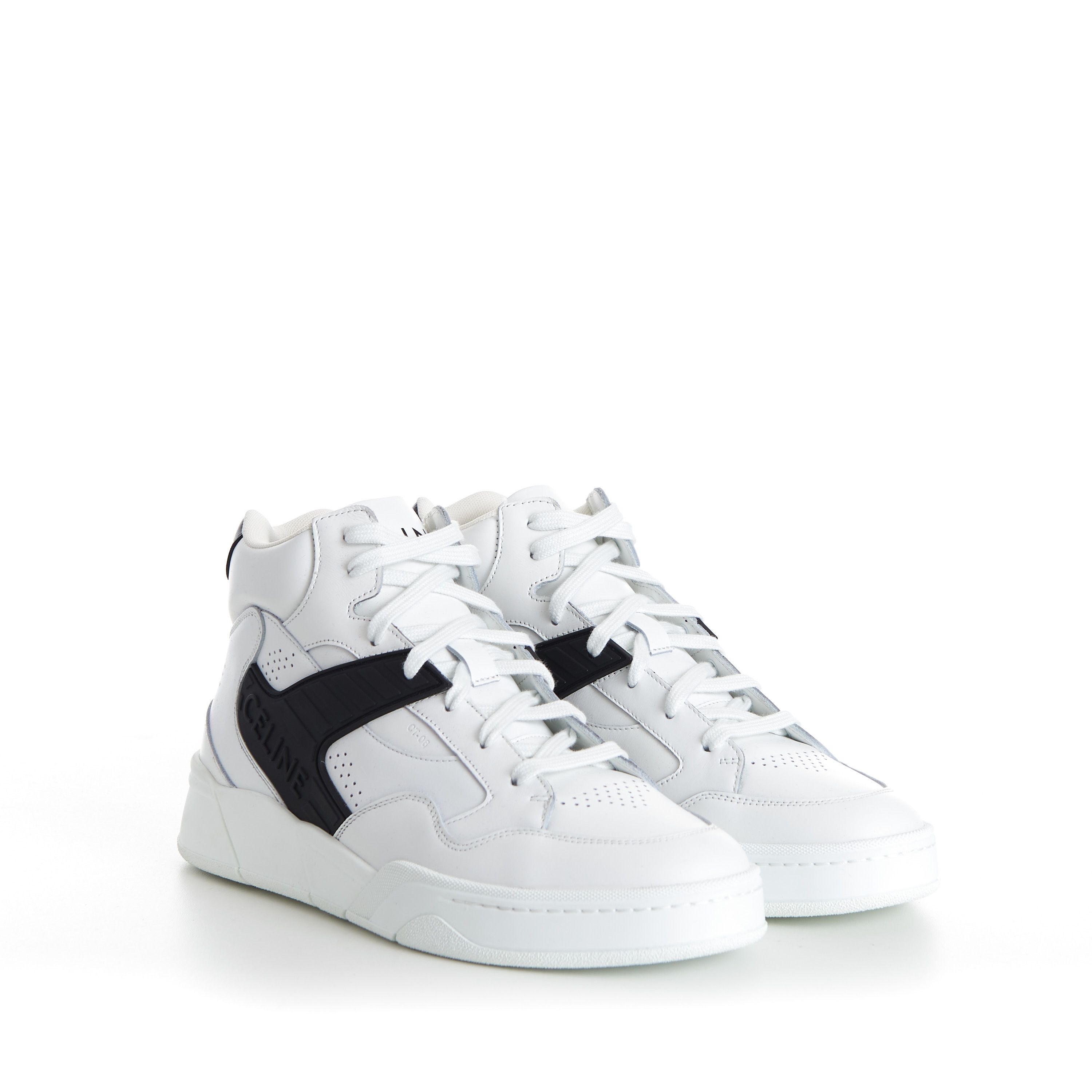 Celine Men's CT-06 High Top Sneaker - White/Black Calfskin Leather Size US 6 / EU 39 - 1 Thumbnail