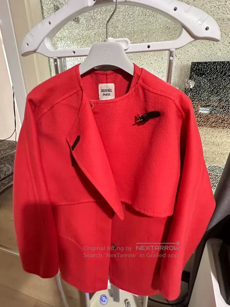 Hermes Hermes Cashmere coat, classic Hermes orange Size XXS / US 00 / IT 34 - 2 Thumbnail
