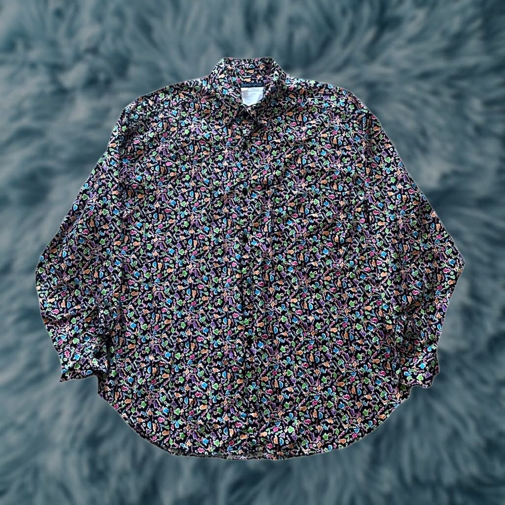 Esprit VINTAGE 90s Esprit Shirt AOP Geometric Button Down XL Black Mens Womens Unisex Adults Long Sleeve Chest 24.5” Length 29.5” Size US XL / EU 56 / 4 - 1 Thumbnail