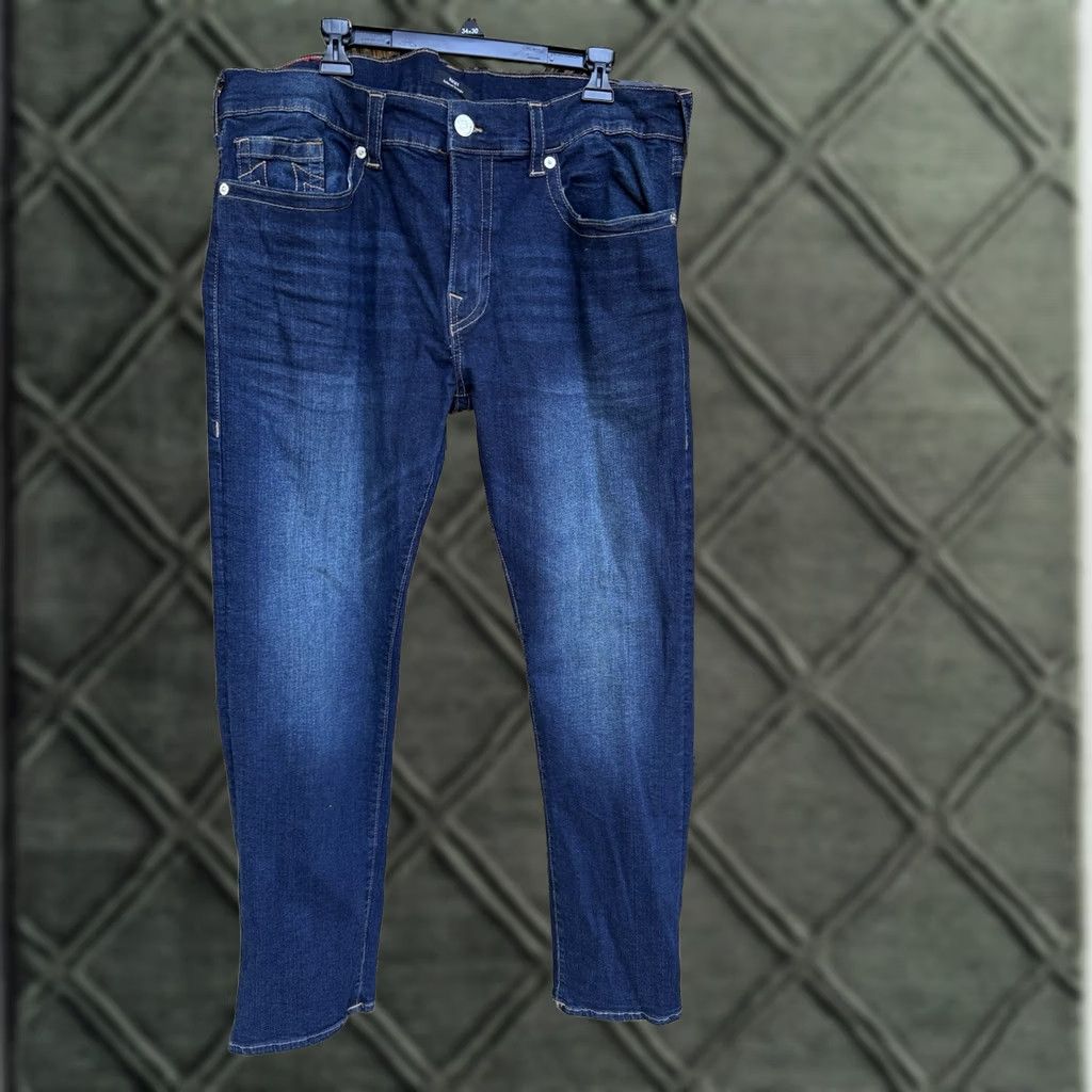 True Religion VINTAGE True Religion Ricky Relaxed Straight Jeans Mens 40x32 Dark Wash Stretch Denim Size US 40 / EU 56 - 1 Thumbnail