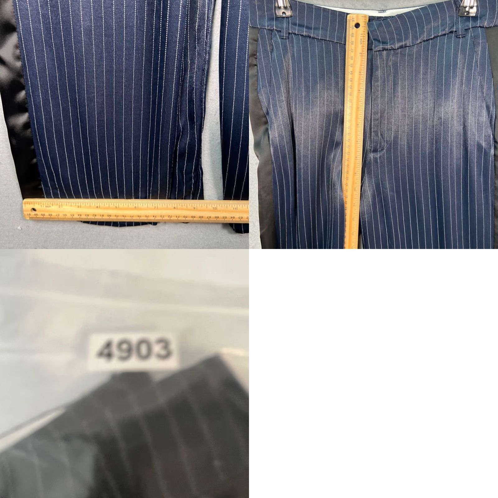 Zara Zara XS Blue Pinstripe Pants w/ Black Satin Side Panels Dress Pants Women XS Blue Pinstripe Satin Side Panels Size 26" / US 2 / IT 38 - 8 Thumbnail
