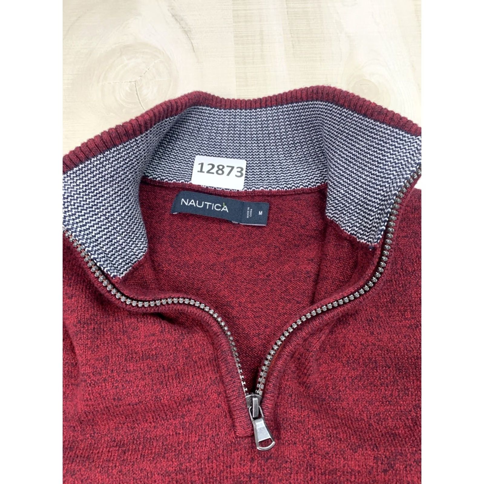 Nautica VINTAGE NAUTICA Knit Quart Zip Academic Aesthetic Preppy Men’s Sweater M Burgundy Embroidered Zipper Logo Mock Neck Long Sleeve Cotton Knit Size US M / EU 48-50 / 2 - 2 Thumbnail