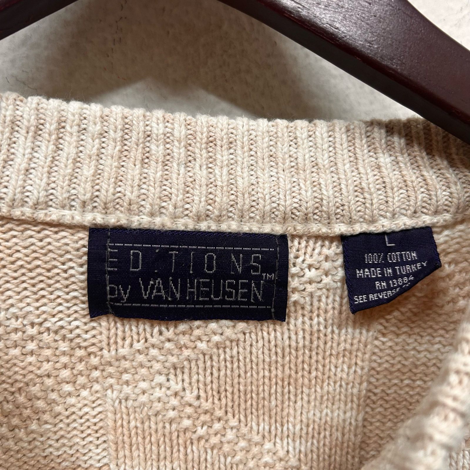 Van Heusen VTG 90s Cream Chunky Cable Knit Cotton Sweater 90s USA Size US XL / EU 56 / 4 - 4 Thumbnail