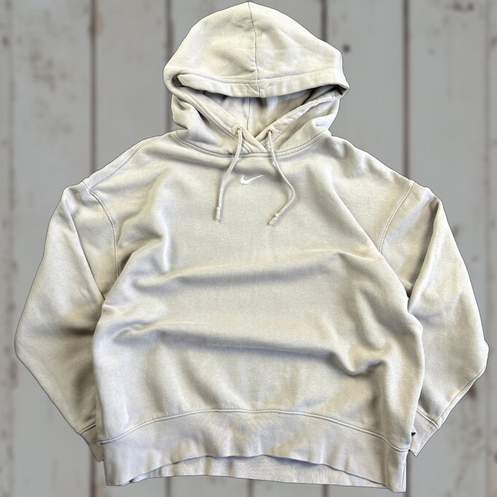 Nike VINTAGE Nike Hoodie Center Swoosh Boxy Fit Drop Shoulder Gray M Womens Sweater Size M / US 6-8 / IT 42-44 - 1 Thumbnail
