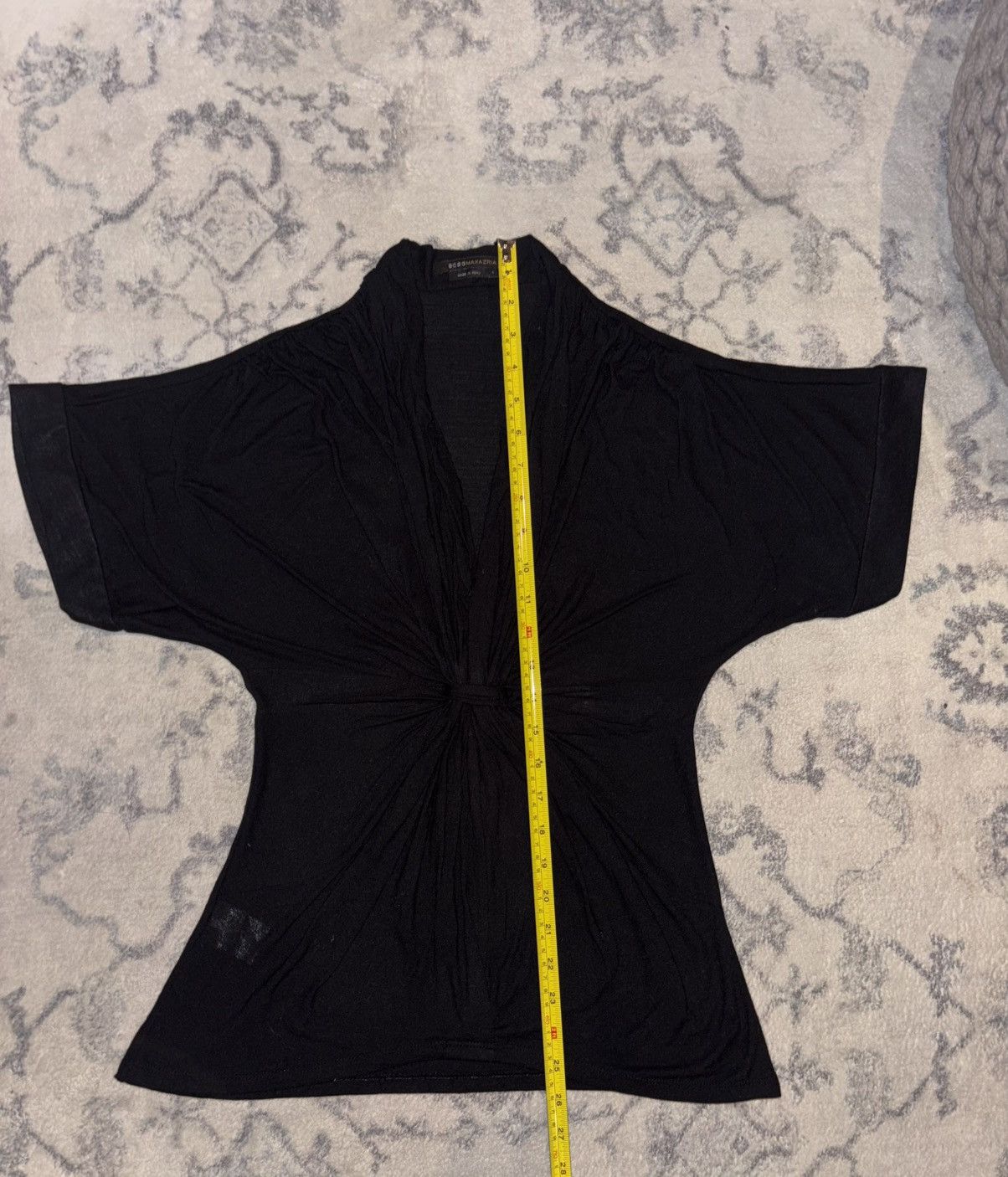 Bcbgmaxazria BCBGMaxazria Black Twist Knot Front Jersey Knit V-Neck Size M / US 6-8 / IT 42-44 - 3 Thumbnail