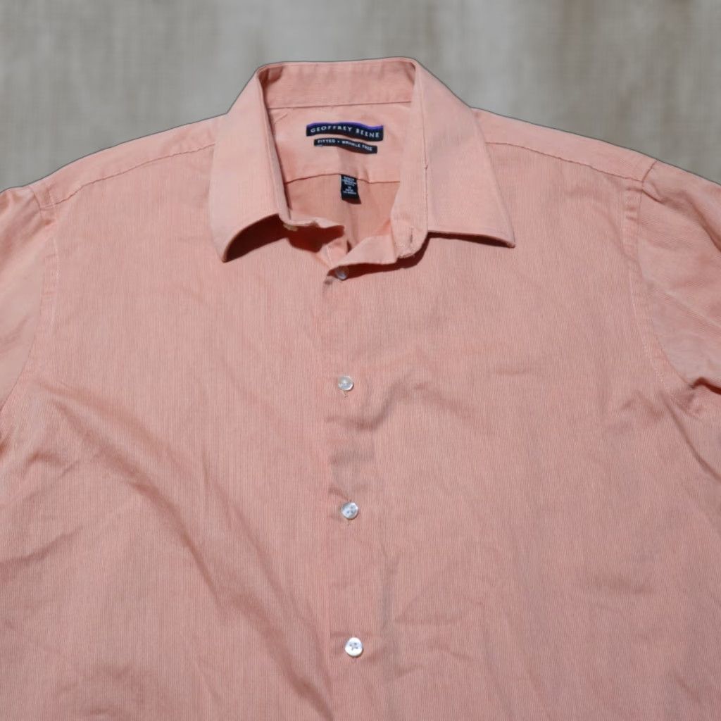 Geoffrey Beene Geoffrey Beene Shirt Mens 16 Salmon Pink Button-Down Long Sleeve Classic Fitted Cotton Blend Dress Shirt 2 Ply No Iron Size 16 34 / 35 Size US L / EU 52-54 / 3 - 1 Thumbnail