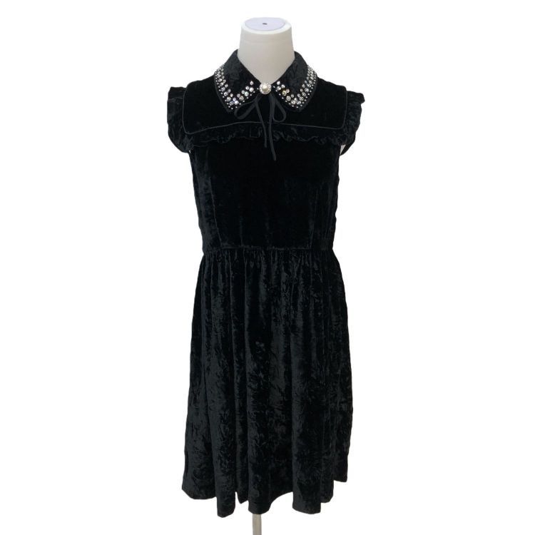 Miu Miu Miu Miu Crystal Collar Velvet Midi Dress Size 38 Size XS / US 0-2 / IT 36-38 - 1 Thumbnail