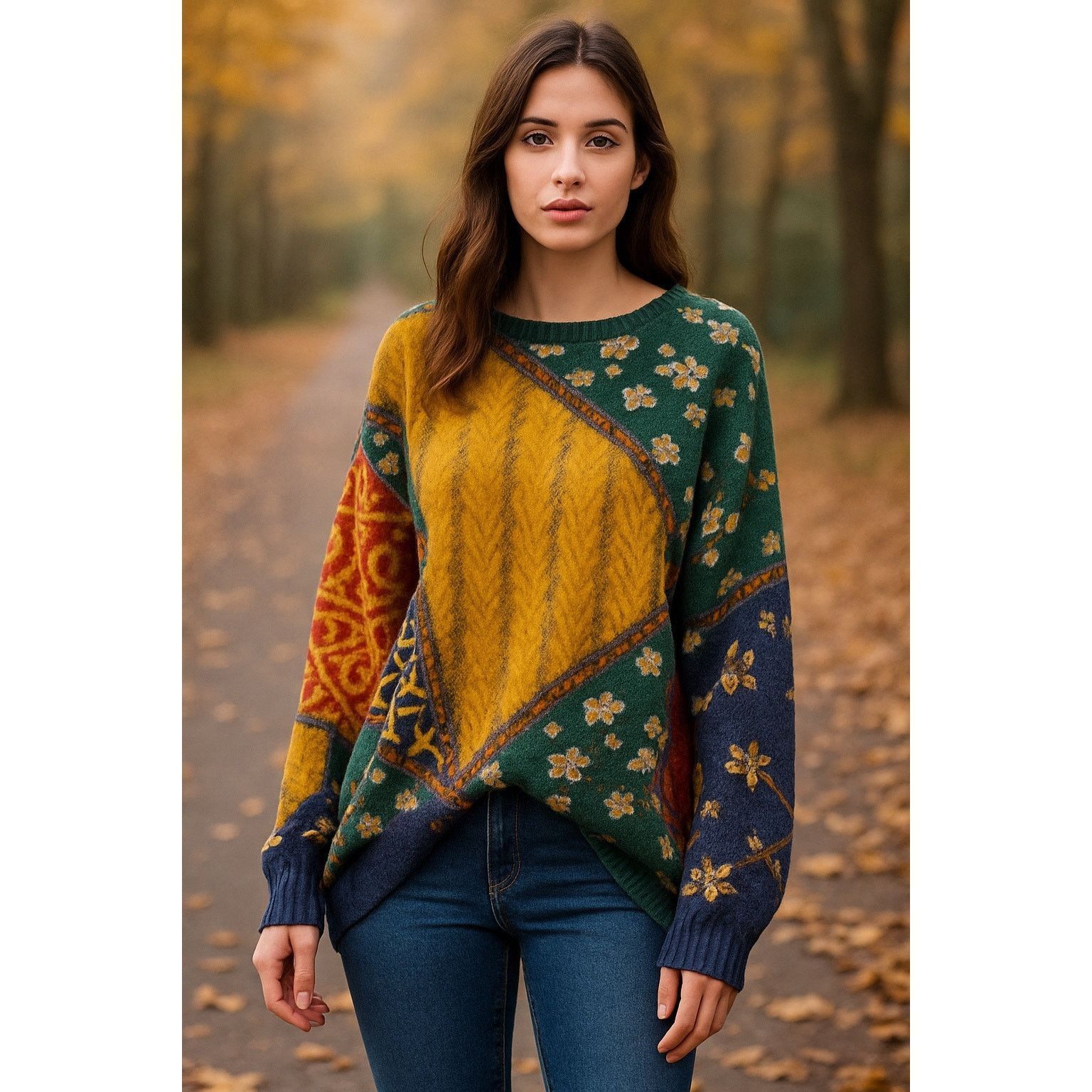 Other Boho Patchwork Oversized Sweater Multicolor Floral Print M Size M / US 6-8 / IT 42-44 - 1 Thumbnail