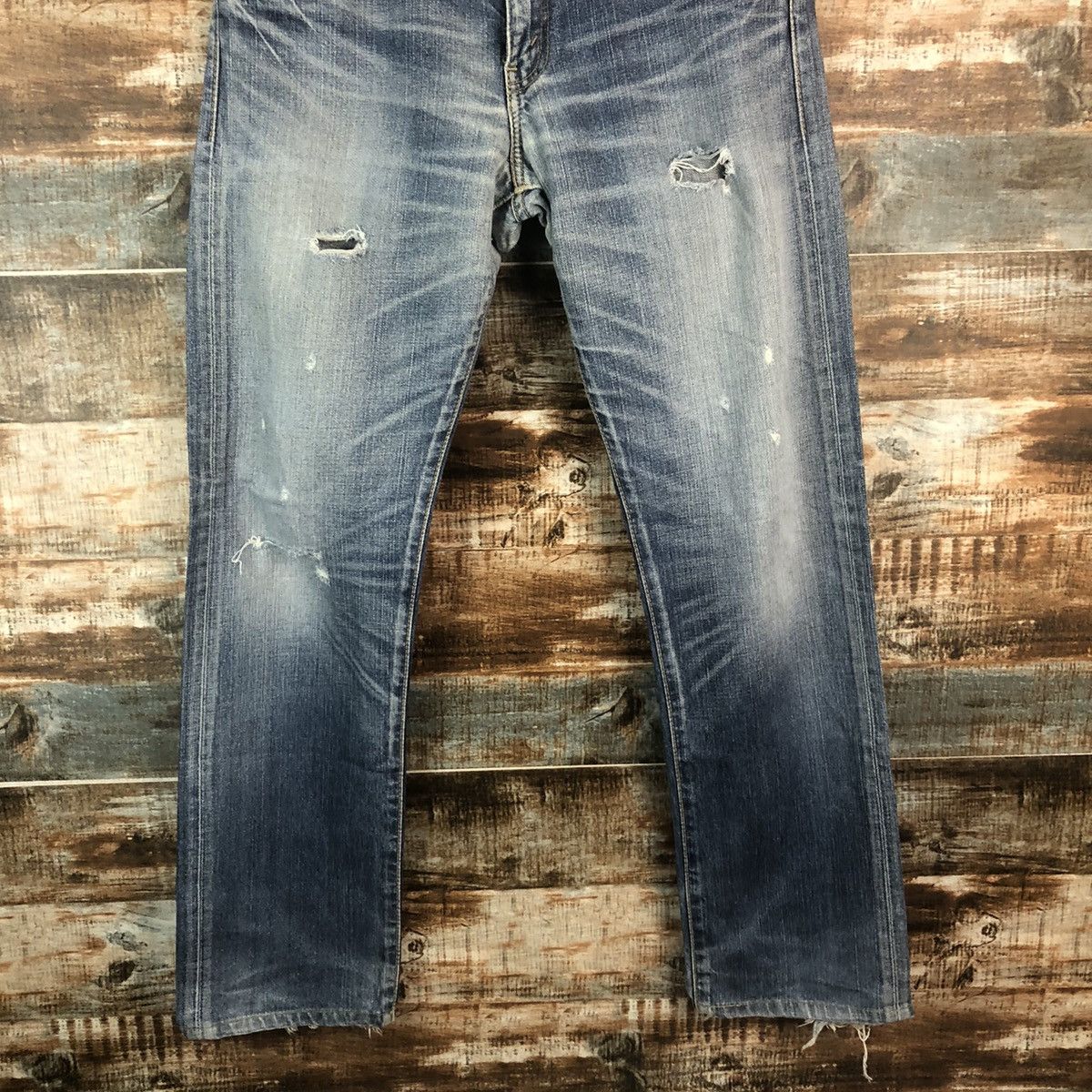 Levi's DL Levis 505 Blue Distressed Denim Pants #C299 Size US 32 / EU 48 - 3 Thumbnail