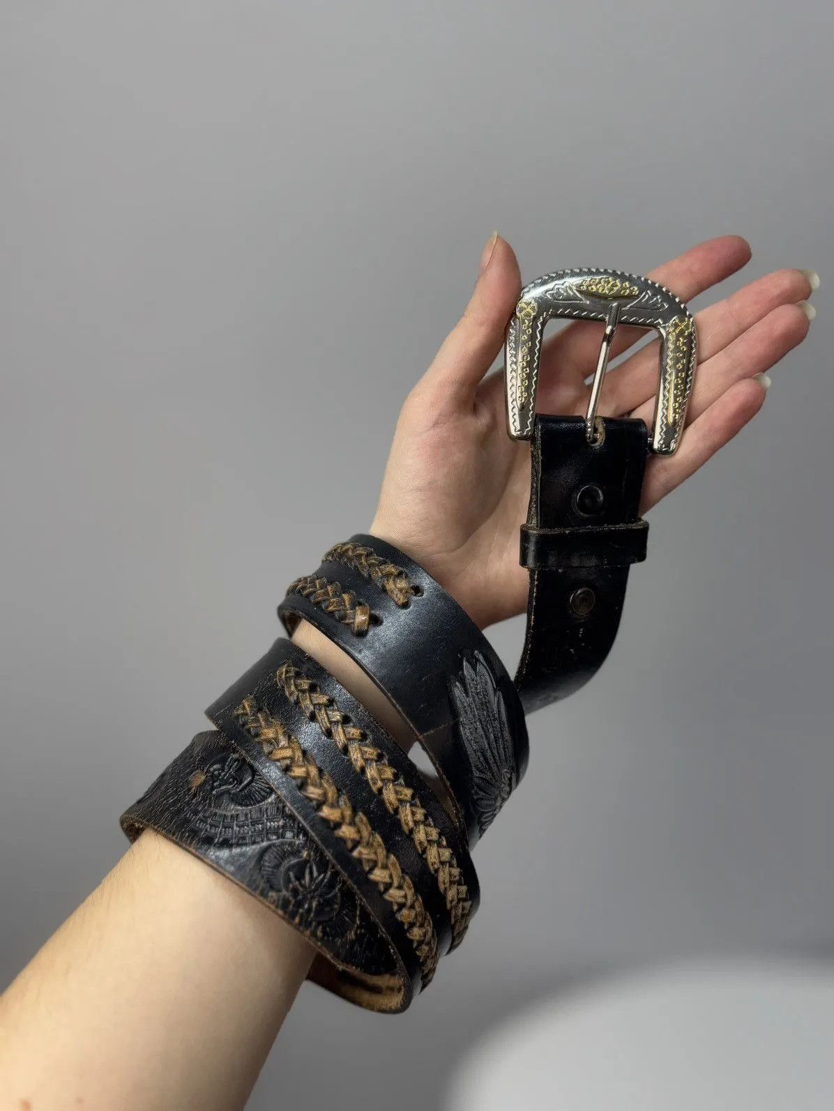 Harley Davidson Vintage 90s Japan Leather Black Belt Hysteric Glamour Style Size ONE SIZE - 1 Thumbnail