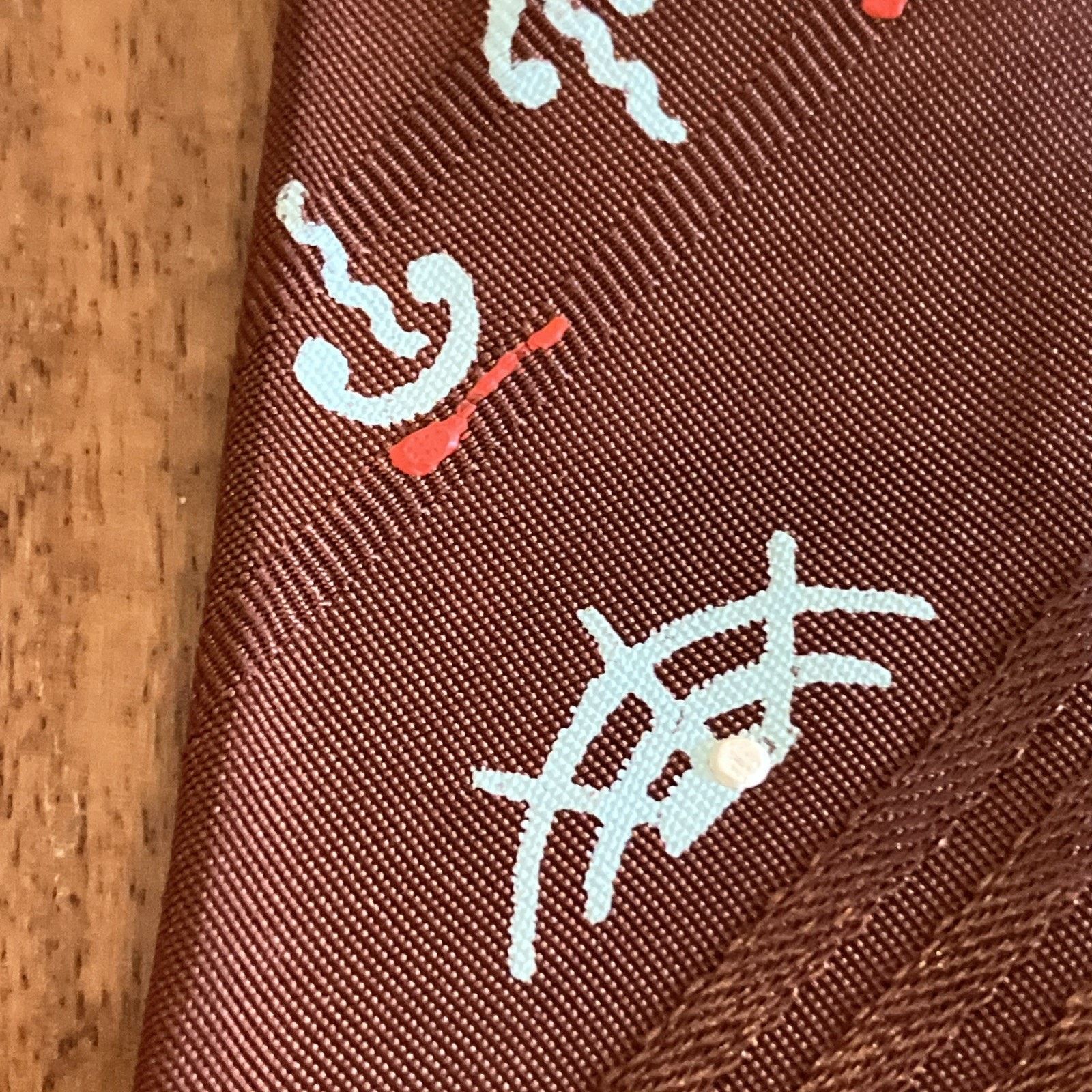 Handmade 1940s Necktie Halloween Hand Painted Spider Web RARE Bronze Size ONE SIZE - 8 Thumbnail