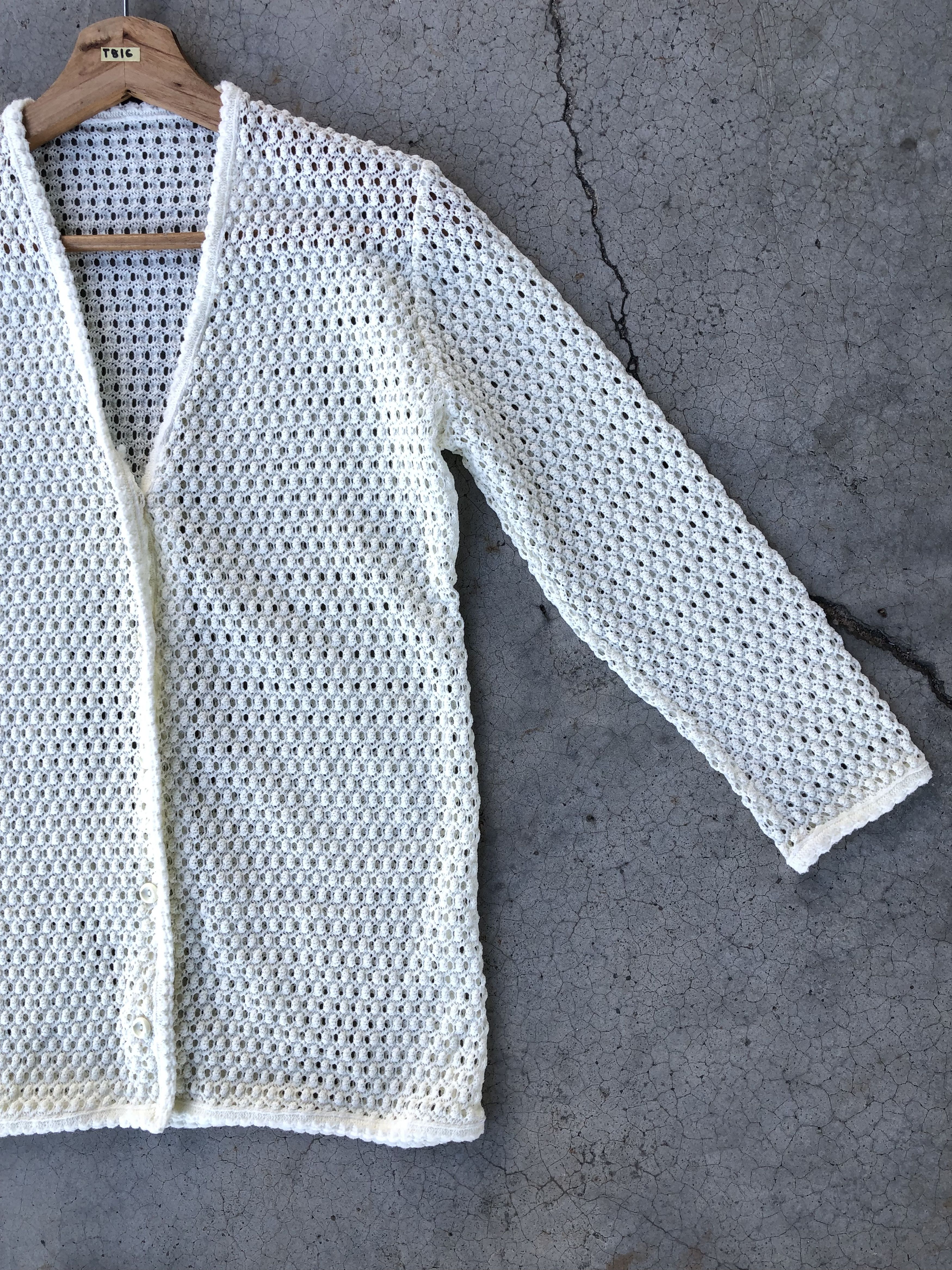 Aran Isles Knitwear × Designer Cardigan Crochet Mesh Net Sexy Jumper/Memeri Pattern Size US XS / EU 42 / 0 - 3 Thumbnail