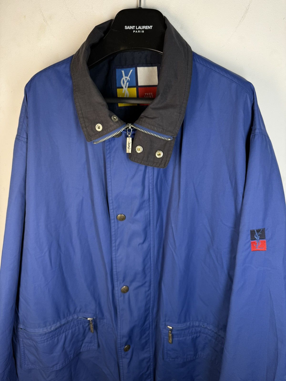 Yves Saint Laurent Autumn YSL Jacket Blue YSL Coat Zip Up Collar Vintage Size US L / EU 52-54 / 3 - 12 Thumbnail