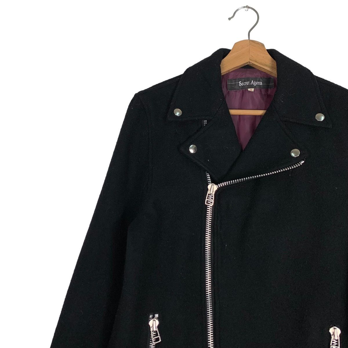 Japanese Brand Black Wool Double Collar Asymmetrical Jacket #0683-C31 Size US M / EU 48-50 / 2 - 3 Thumbnail
