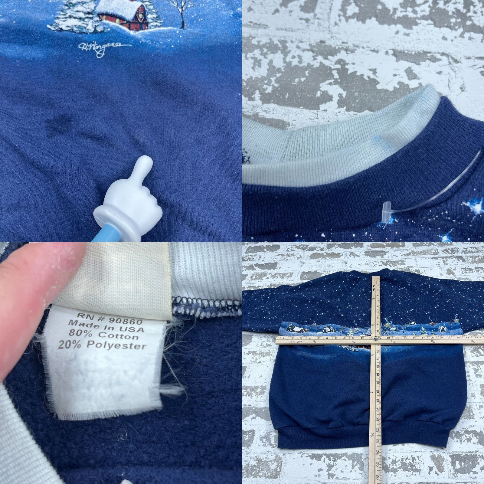 Vintage VINTAGE Christmas Sweater Women Large Crew Neck Sweatshirt AOP Angel Snow Scene Size L / US 10 / IT 46 - 8 Thumbnail