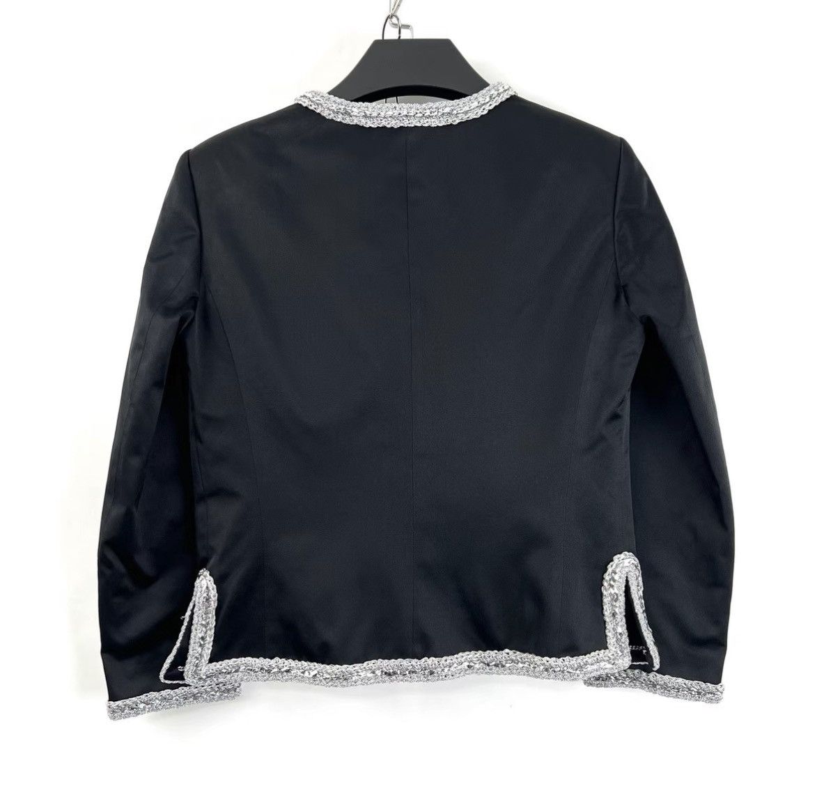 Chanel Chanel Roof Series Black-Silver Spliced Satin Coat K12 Size XXS / US 00 / IT 34 - 2 Thumbnail