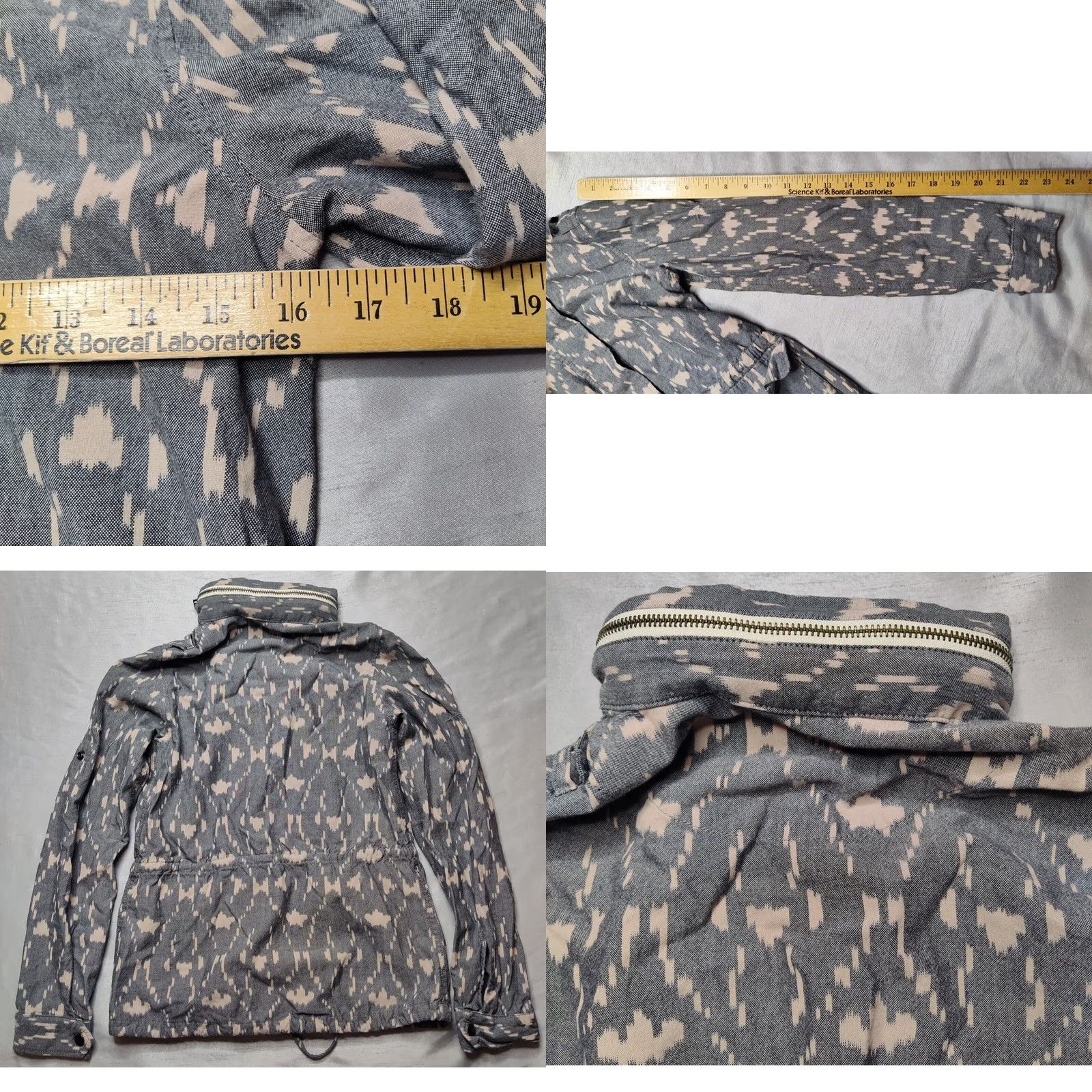 Obey VINTAGE OBEY Propaganda Women 4 (XS) Gray Abstract Cotton Snap Hooded Utility Jacket Size S / US 4 / IT 40 - 10 Thumbnail