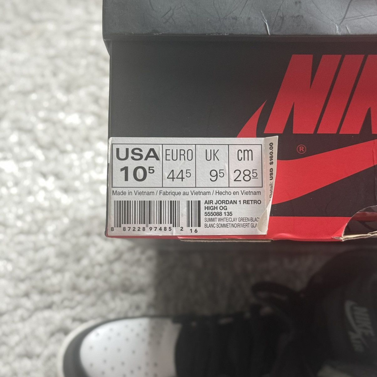 Nike Nike Air Jordan 1 Retro High OG ‘Clay Green’ | 555088 135 Size US 10.5 / EU 43-44 - 10 Thumbnail