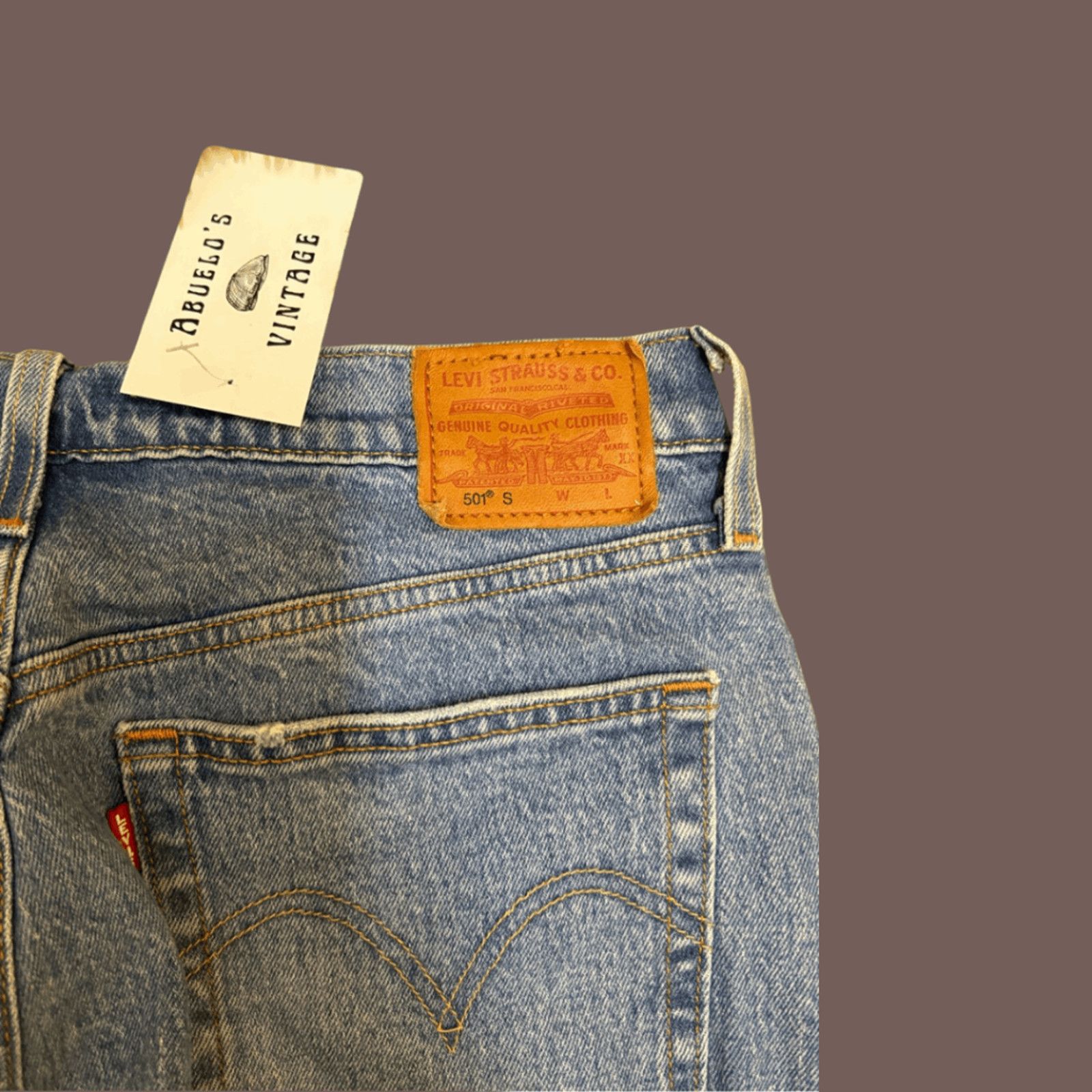 Levi's 501S | Levi’s Premium Light Wash Grunge Fit | Big E Tab Size US 31 - 7 Thumbnail