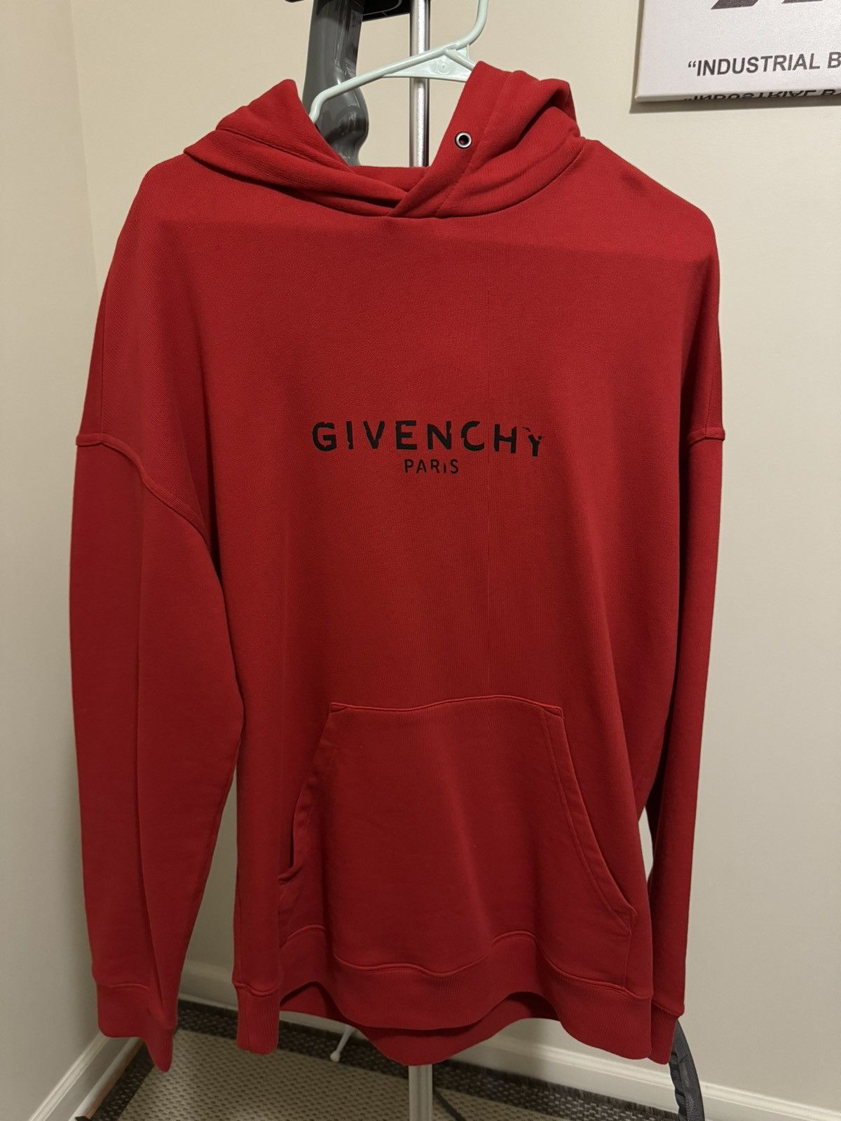 Givenchy Givenchy Paris Broken Logo Hooded Sweatshirt Red Grailed