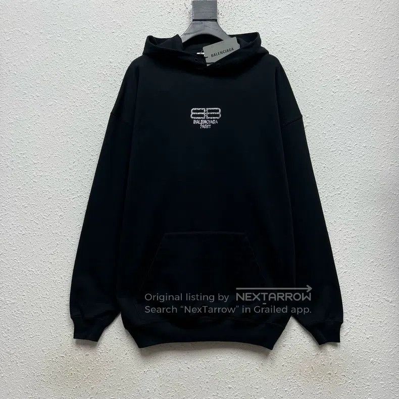 Balenciaga Balenciaga Crystal Lock Logo Water-Washed Black Hoodie Size US S / EU 44-46 / 1 - 1 Thumbnail