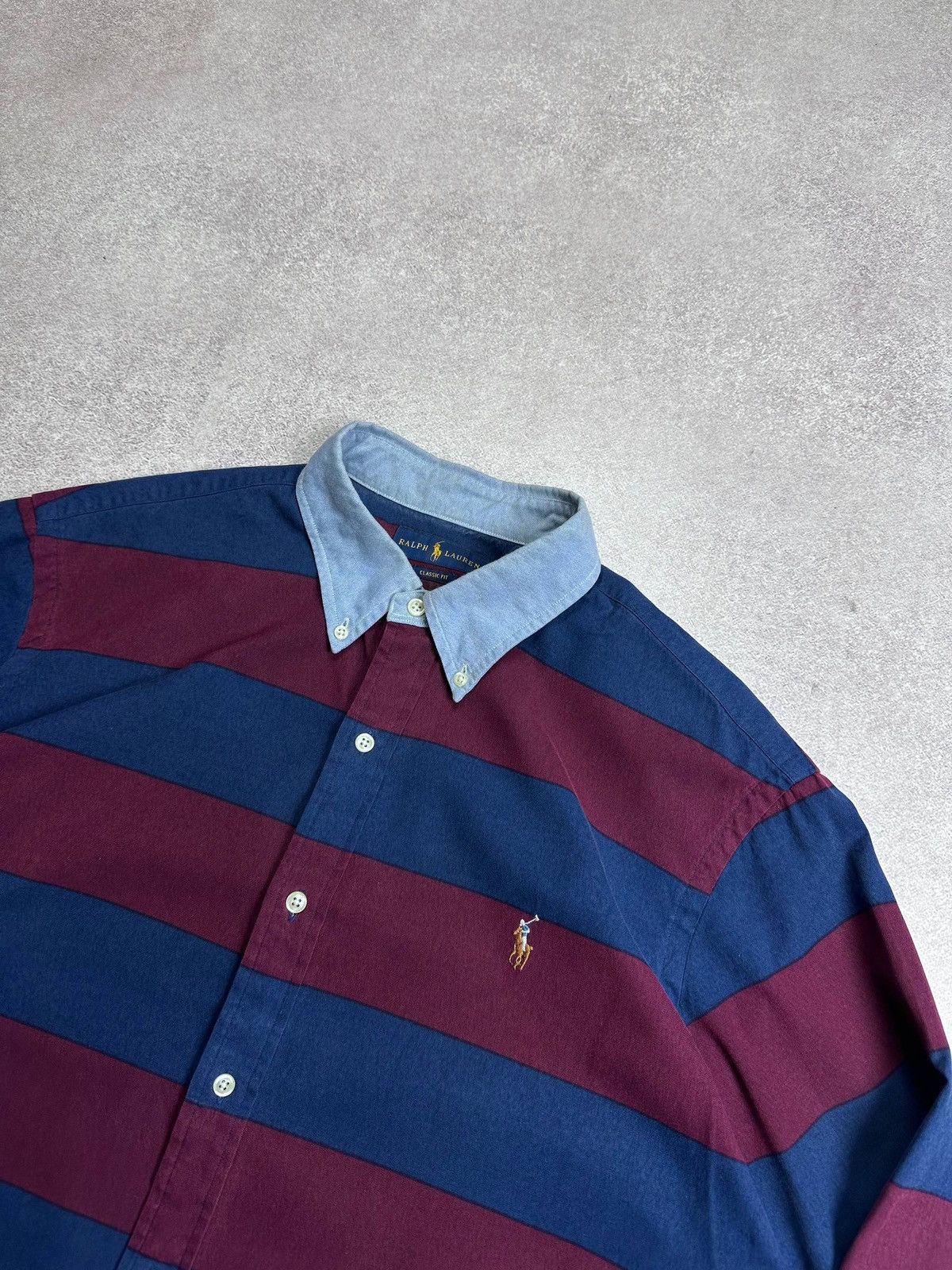 Polo Ralph Lauren Vintage Polo Ralph Lauren Striped Rugby Shirt XL Size US XL / EU 56 / 4 - 3 Thumbnail