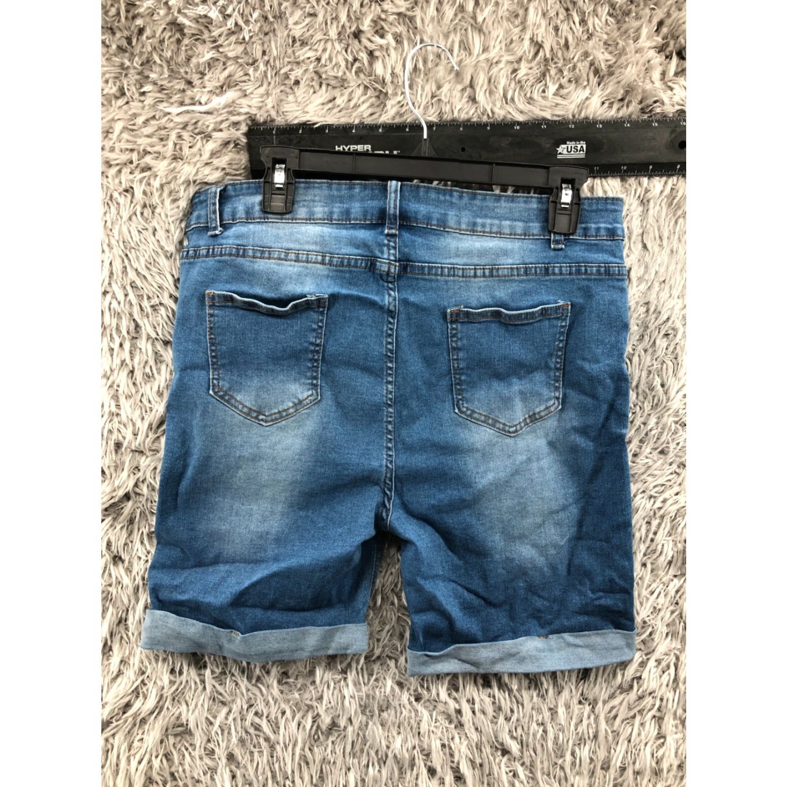 Shein SheIn Shorts Womens 14 Mid Rise Blue Denim Bermuda Casual 5-Pocket Regular Fit Womens Shoes? Size 36" / US 14 / IT 50 - 4 Thumbnail