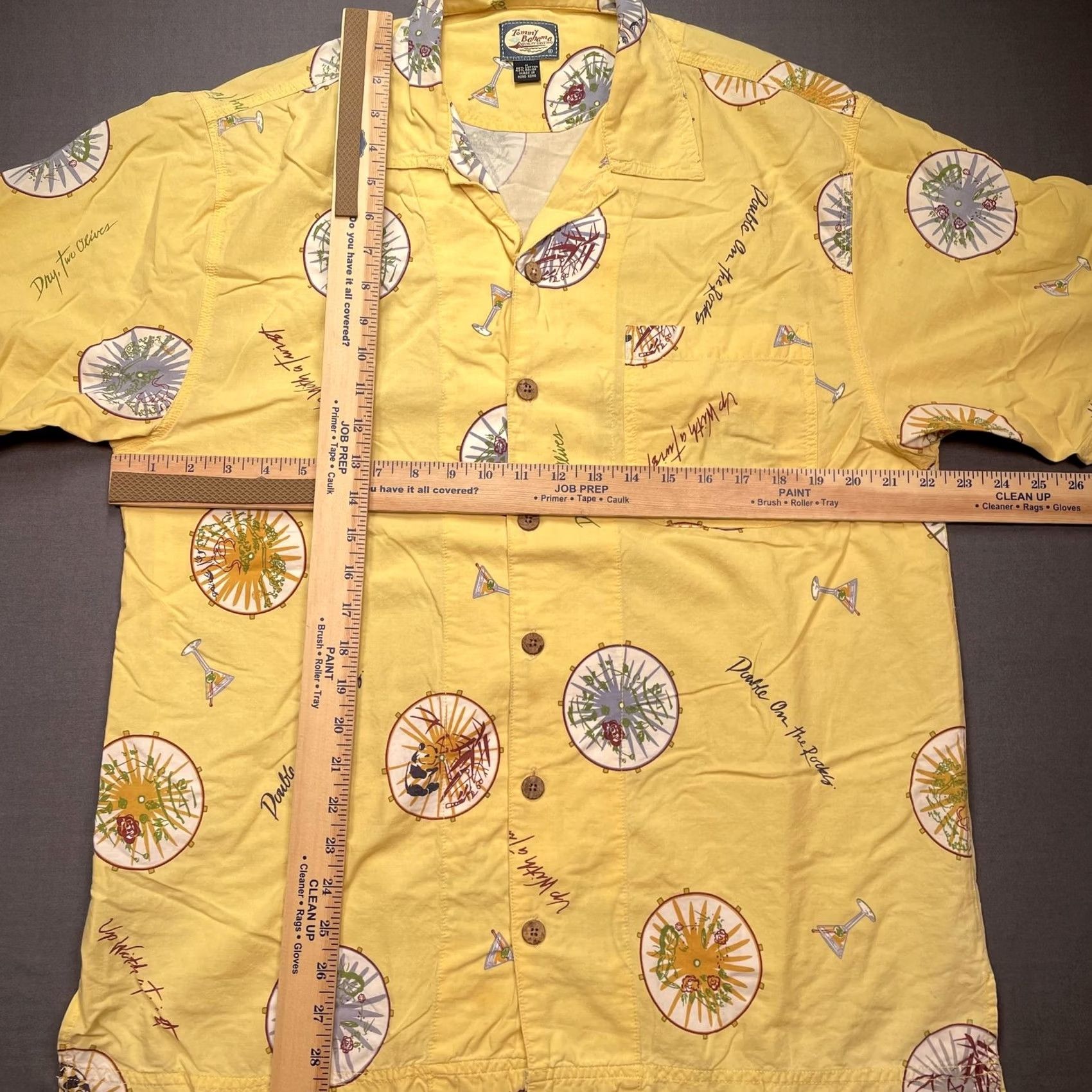 Tommy Bahama Tommy Bahama Shirt Mens Medium Yellow Shaken Not Stirred Hawaiian Aloha Cocktail Graphic Print Size US M / EU 48-50 / 2 - 7 Thumbnail