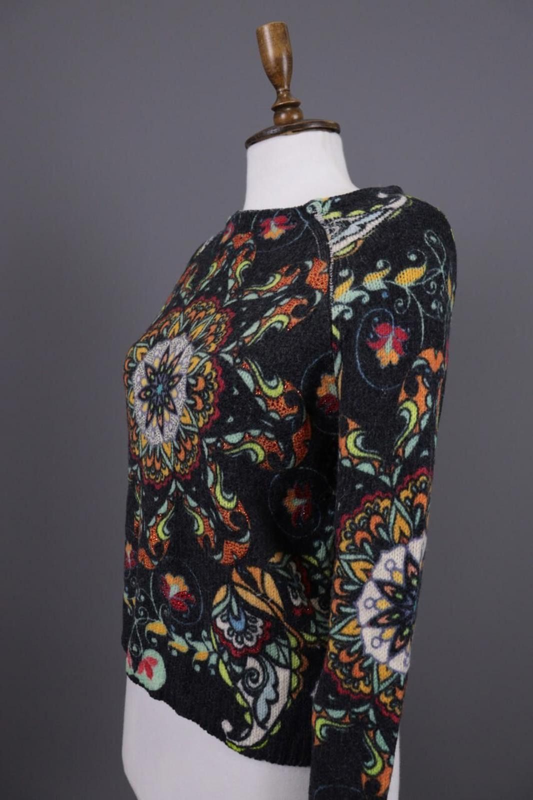 Designer Princess Goes Hollywood Gray Floral Sweater Size 36 / M Size M / US 6-8 / IT 42-44 - 9 Thumbnail