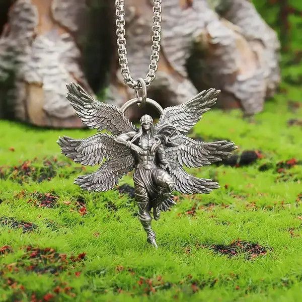 Jewelry Mythical Seraph Warrior Patron Saint Pendant Necklace Size ONE SIZE - 7 Thumbnail