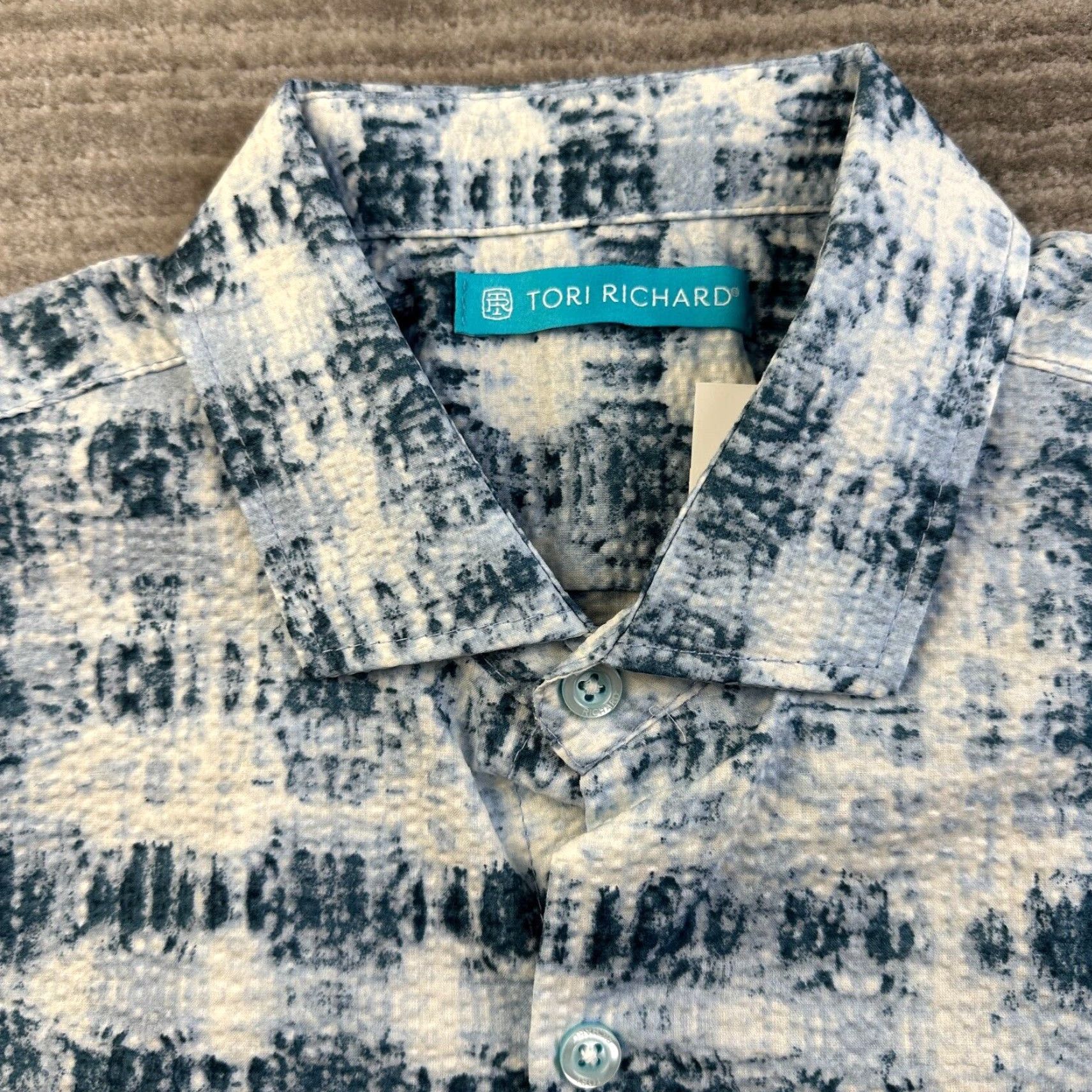Tori Richard Tori Richard Shirt Mens Small Puckered Seersucker Geometric Hawaiian NEW Size US S / EU 44-46 / 1 - 6 Thumbnail