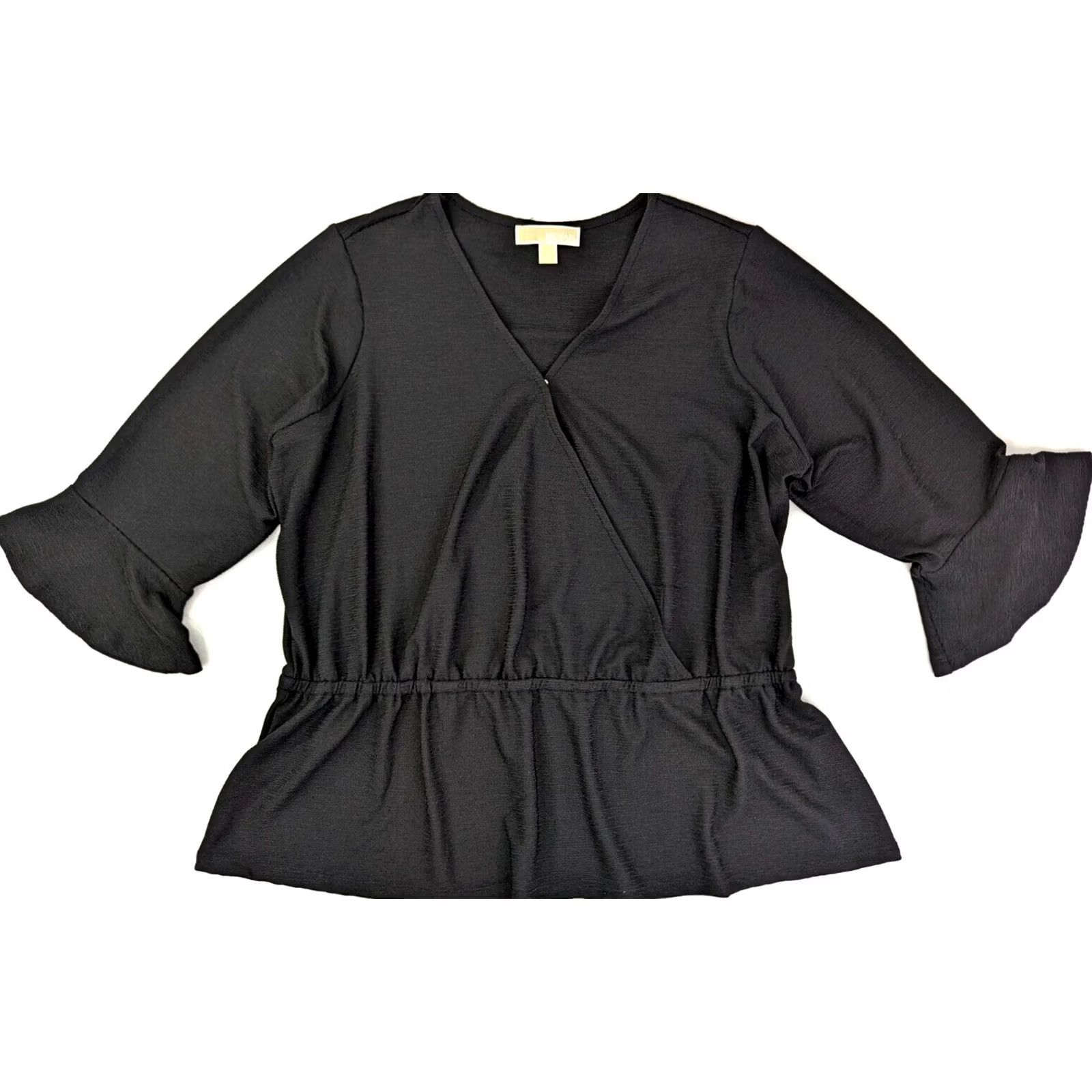 Michael Kors Michael Kors Shirt XL Black V-Neck 3/4 Sleeve Peplum Women Relaxed" Size XL / US 12-14 / IT 48-50 - 2 Thumbnail