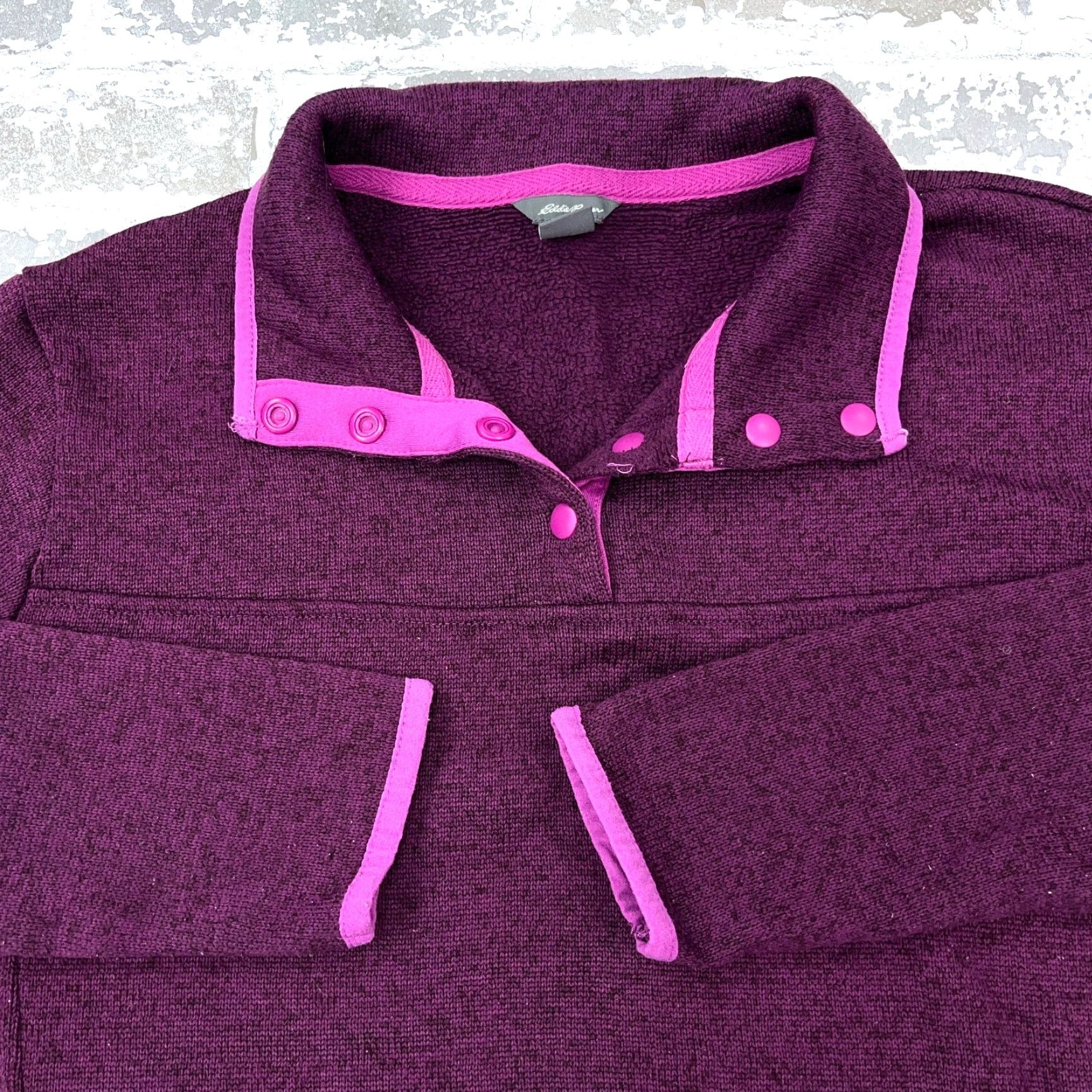 Eddie Bauer Eddie Bauer Sweater Women Small Purple Pink Pullover Fleece Snap Heather Hike Size S / US 4 / IT 40 - 3 Thumbnail