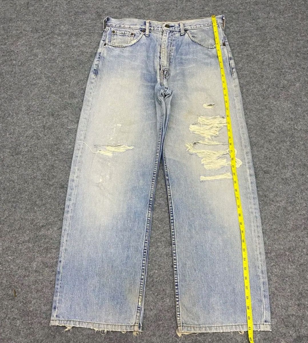 Levi's 💥Baggy💥Vintage Levis 504 Distressed Denim Size US 34 / EU 50 - 3 Thumbnail