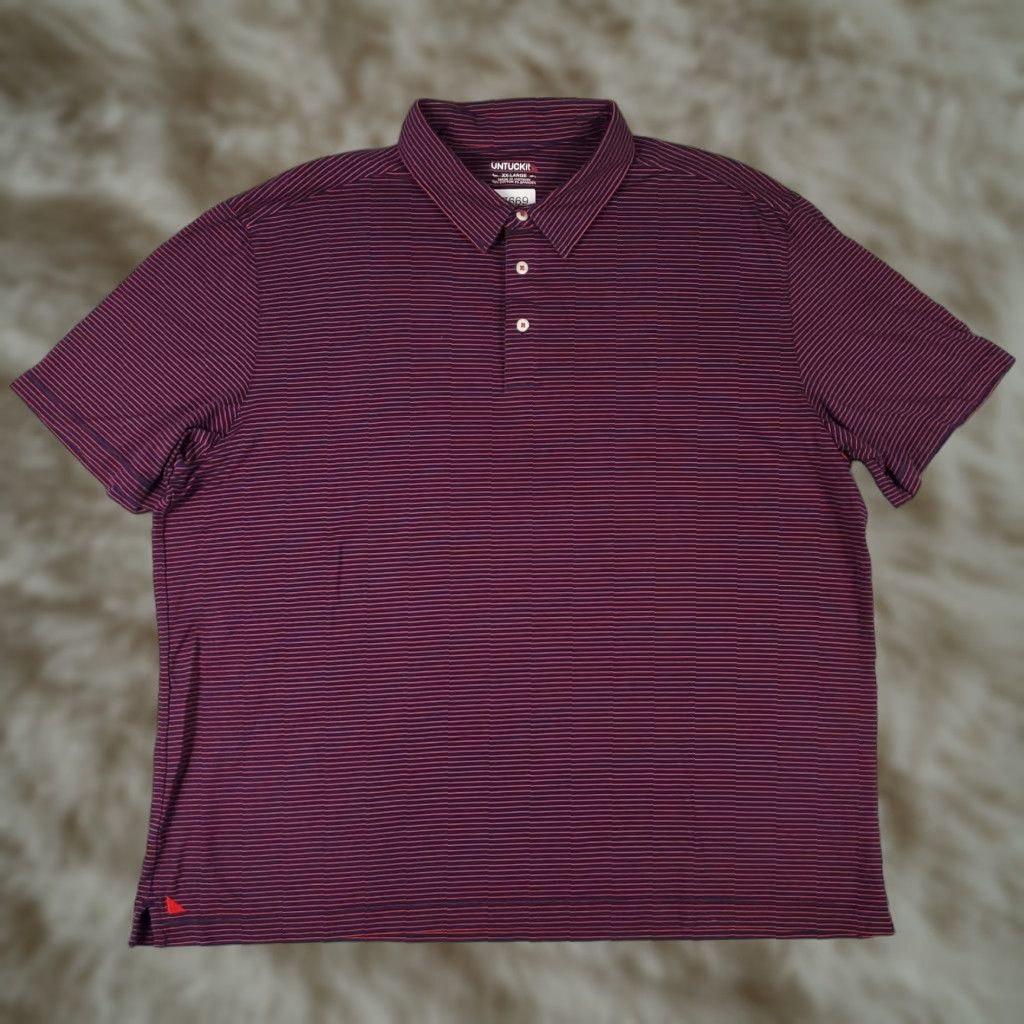 UNTUCKit UNTUCKit Polo Shirt Mens 2XL Red Striped Button-Front Casual Golf Shirt Adult Polo by UNTUCKit Men’s Size 2XL Red Striped Polo Shirts Sportswear Size US XXL / EU 58 / 5 - 1 Thumbnail