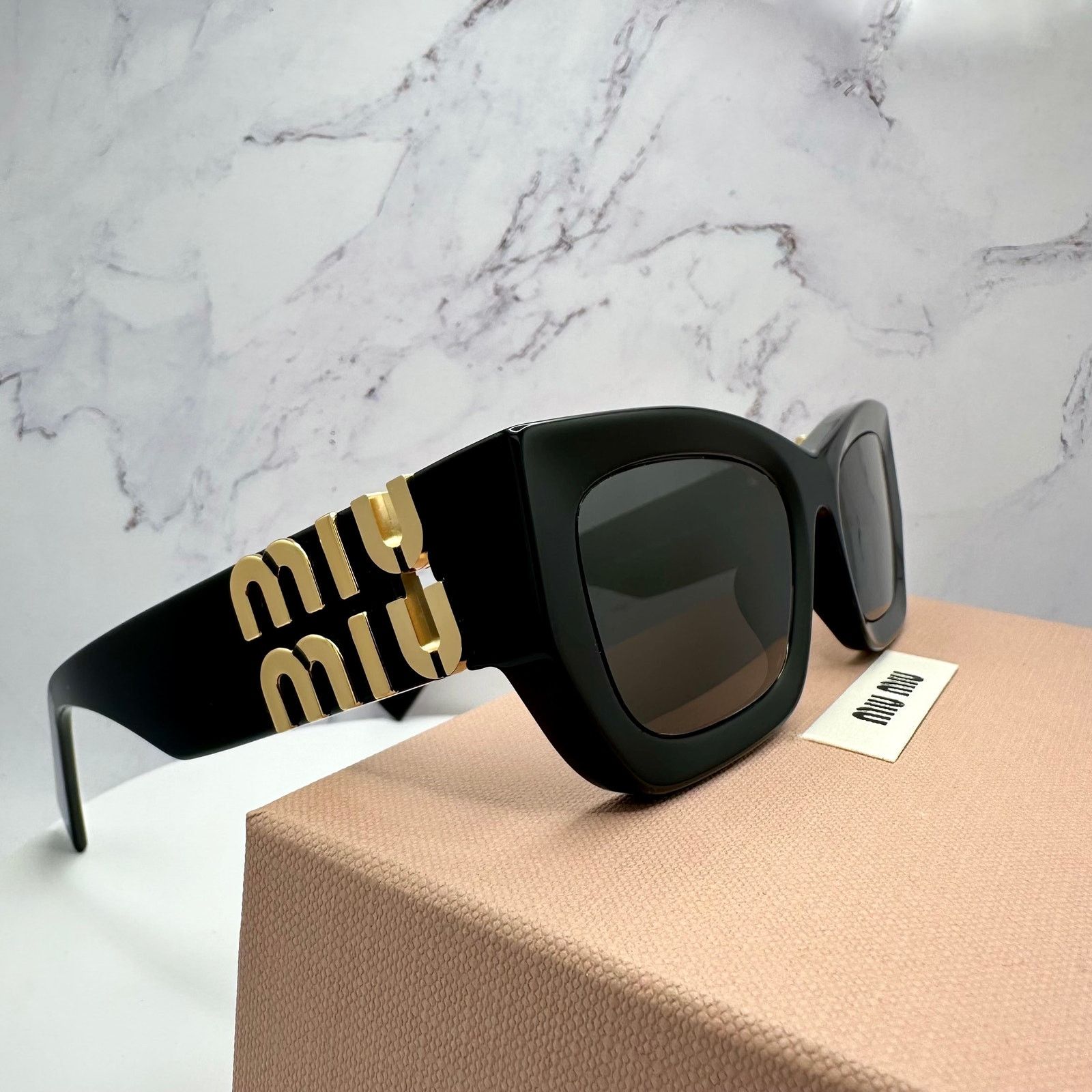 Miu Miu MIU MIU Sunglasses New Black Gold Metal Logo Cat Eye Size ONE SIZE - 4 Thumbnail
