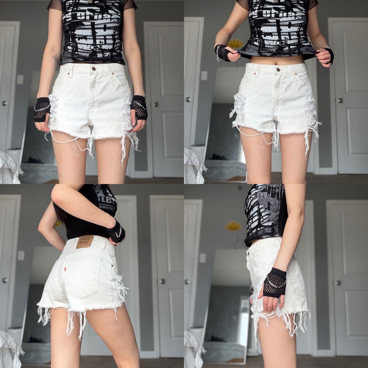 Levi's Vintage Clothing Vintage Levi 950 Distressed White Denim Shorts Size 28" / US 6 / IT 42 - 8 Thumbnail