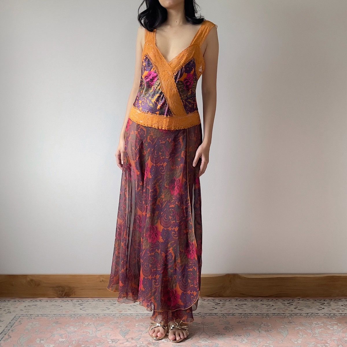 Victoria's Secret Victoria’s Secret 1990s Floral Chiffon Maxi Slip Dress (S–M) Size M / US 6-8 / IT 42-44 - 6 Thumbnail