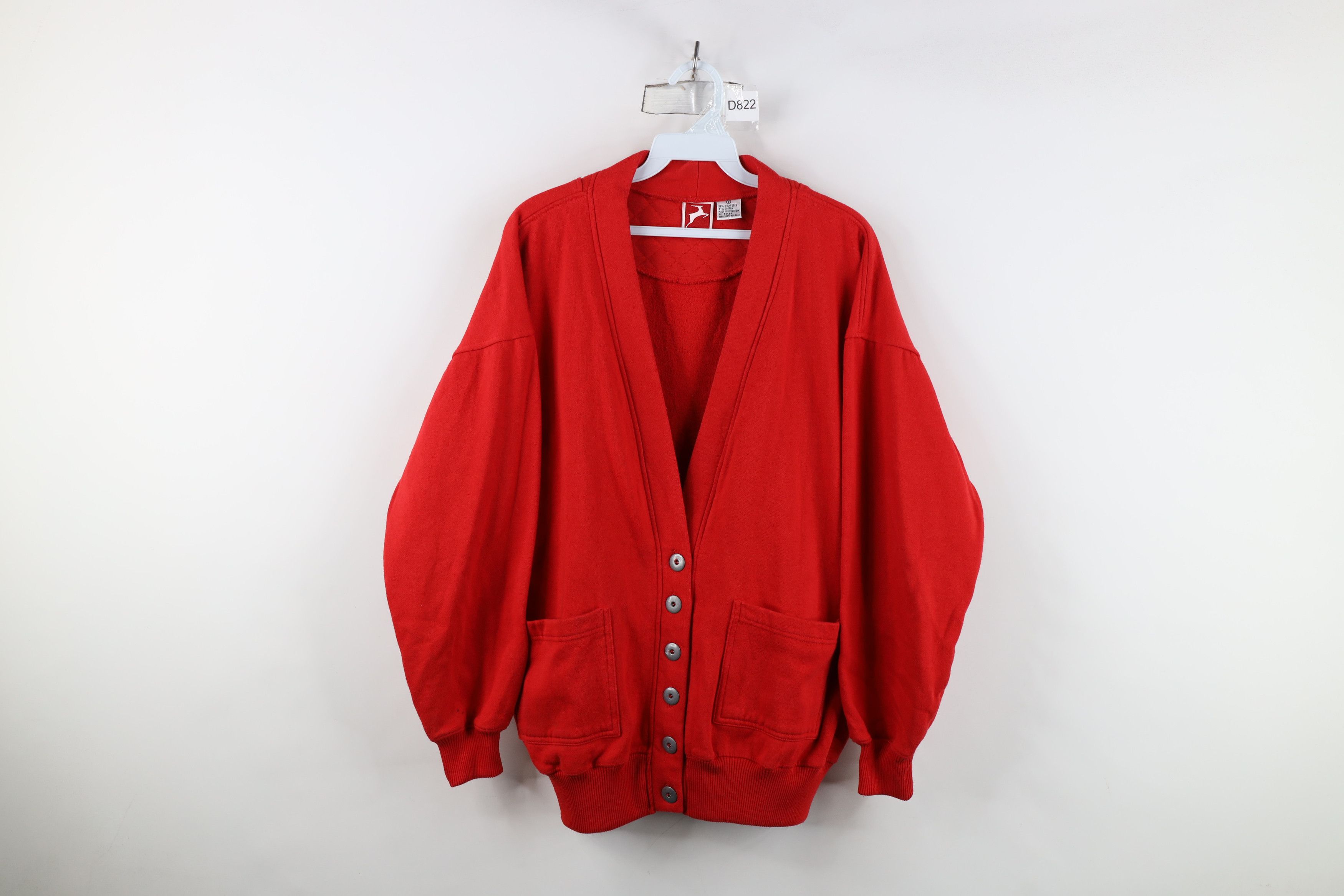 Vintage Vintage 90s Streetwear Button Cardigan Sweatshirt Red Size L / US 10 / IT 46 - 1 Thumbnail