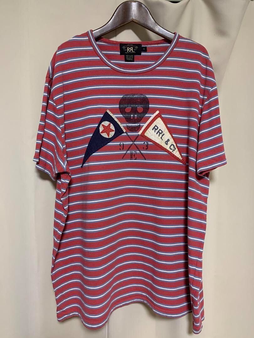 RRL Rare Pirate Flag Theme Striped T-shirt