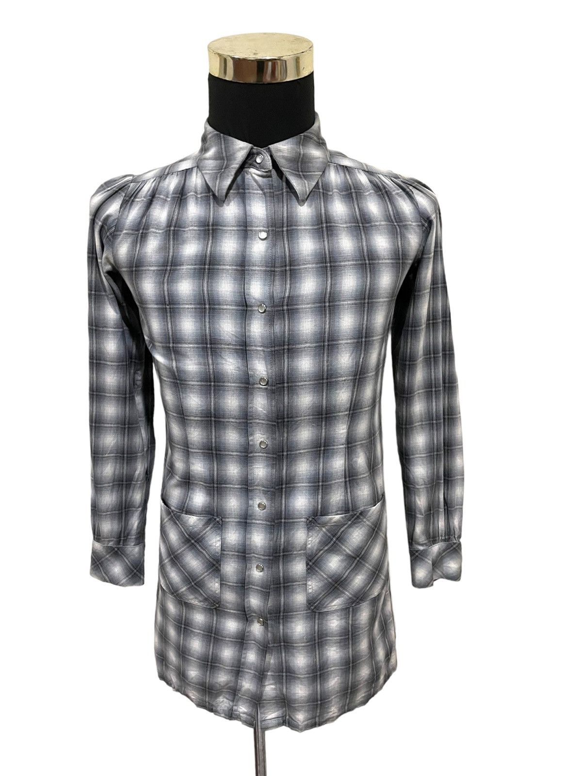 agnes b. Agnes B. Vintage 90s Shadow Plaid Blouse Size M / US 6-8 / IT 42-44 - 2 Thumbnail