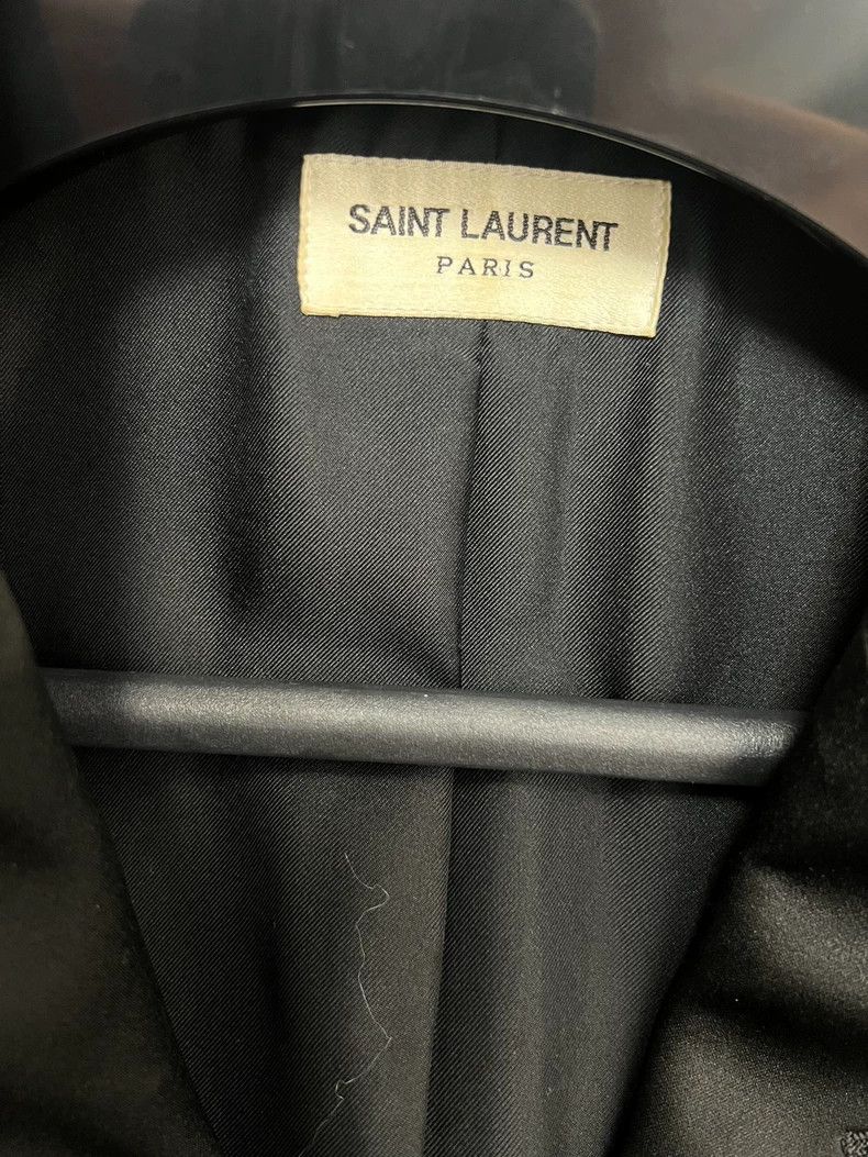 Saint Laurent Paris Saint Laurent Paris Spring/Summer 21 Satin Sword-Neck Wool Size 52R - 3 Thumbnail