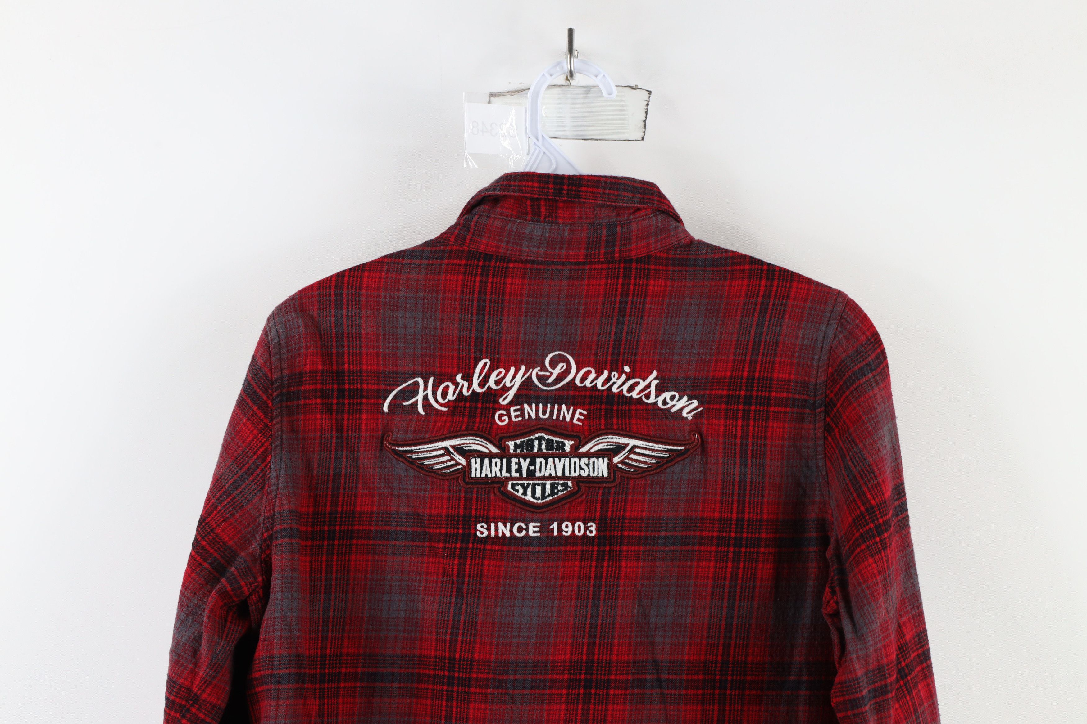 Harley Davidson × Vintage Vintage Harley Davidson Spell Out Flannel Button Shirt Plaid Size S / US 4 / IT 40 - 11 Thumbnail