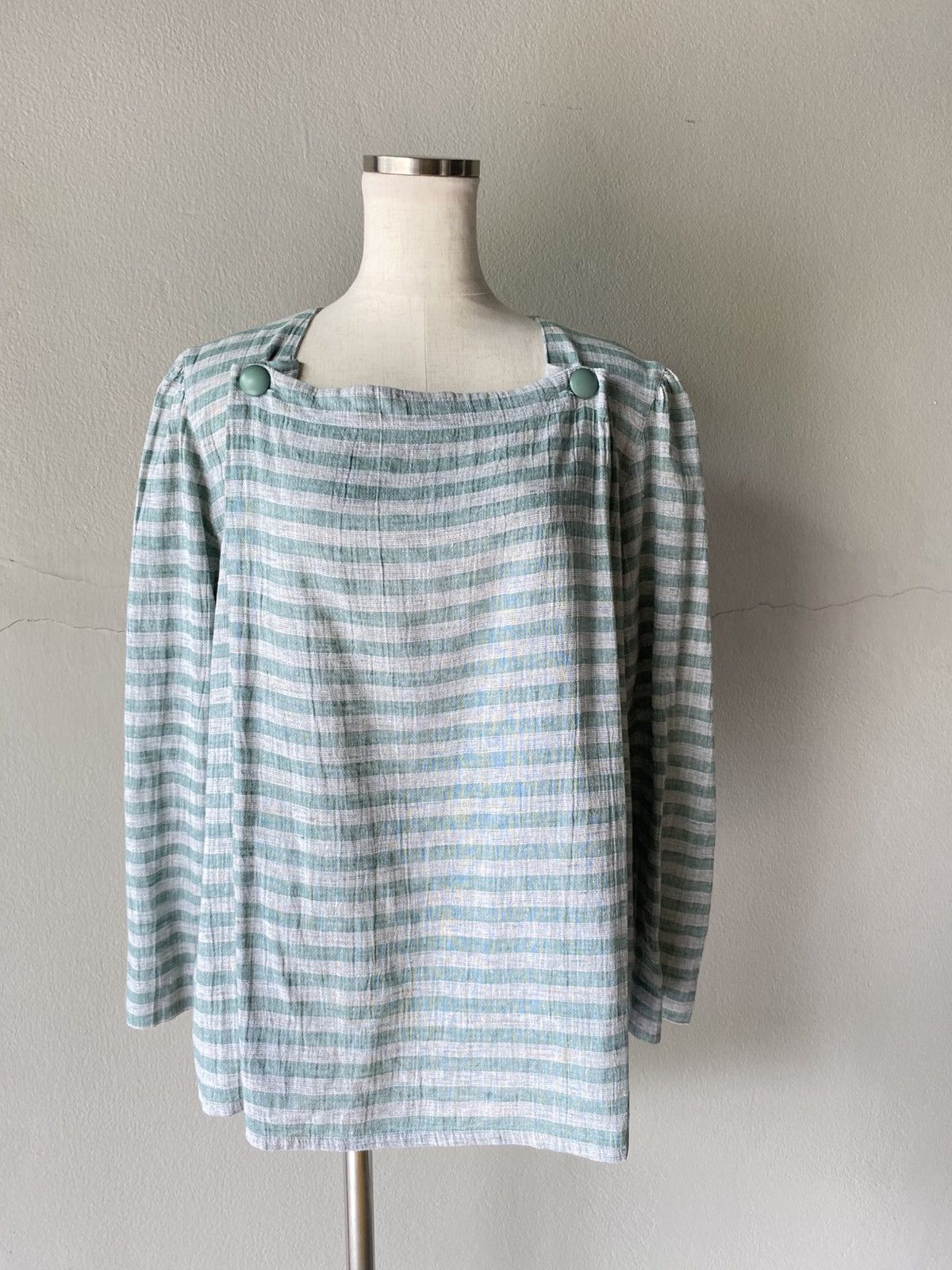 Dior Christian Dior Green-Striped Button-Detail Blouse Size M / US 6-8 / IT 42-44 - 11 Thumbnail