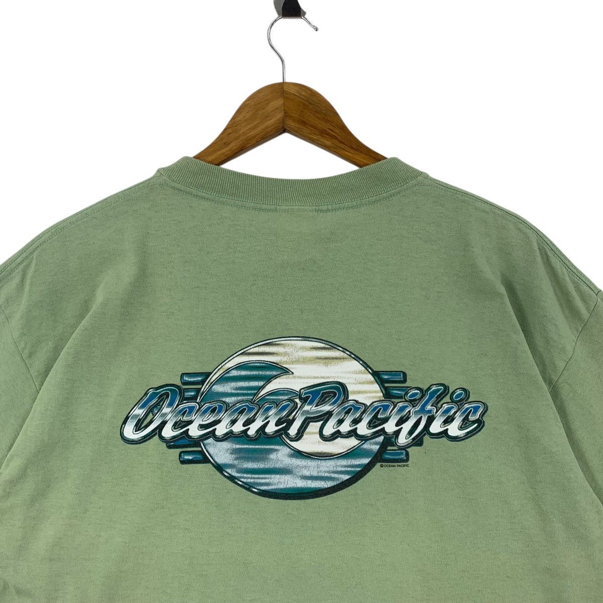 Designer × Ocean Pacific × Vintage Vintage 90s OCEAN PACIFIC Surfing big printed backhit tee Size US L / EU 52-54 / 3 - 10 Thumbnail
