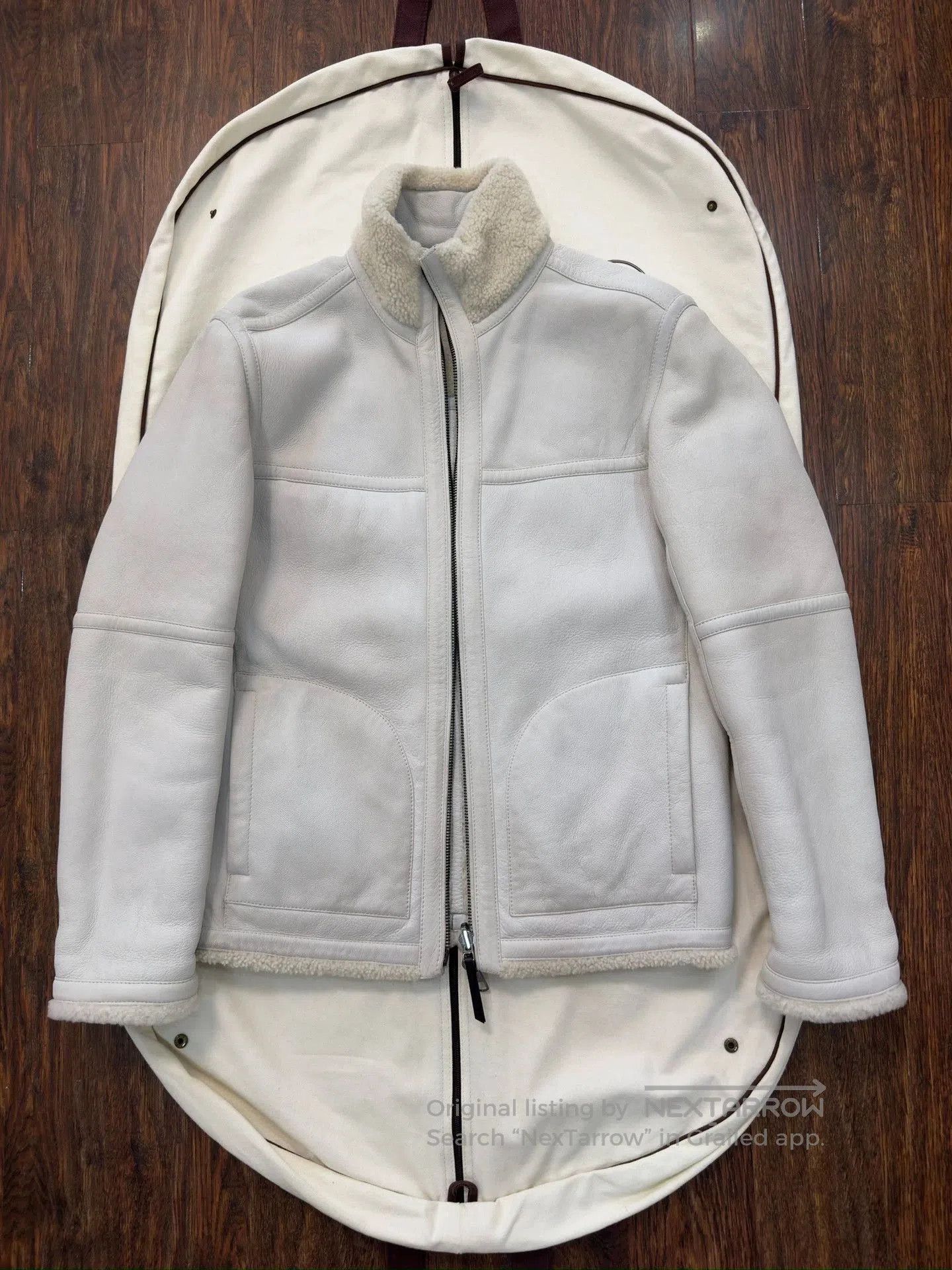 Ermenegildo Zegna Gray Shearling Collar Leather Jacket - Size S. Size US S / EU 44-46 / 1 - 1 Thumbnail