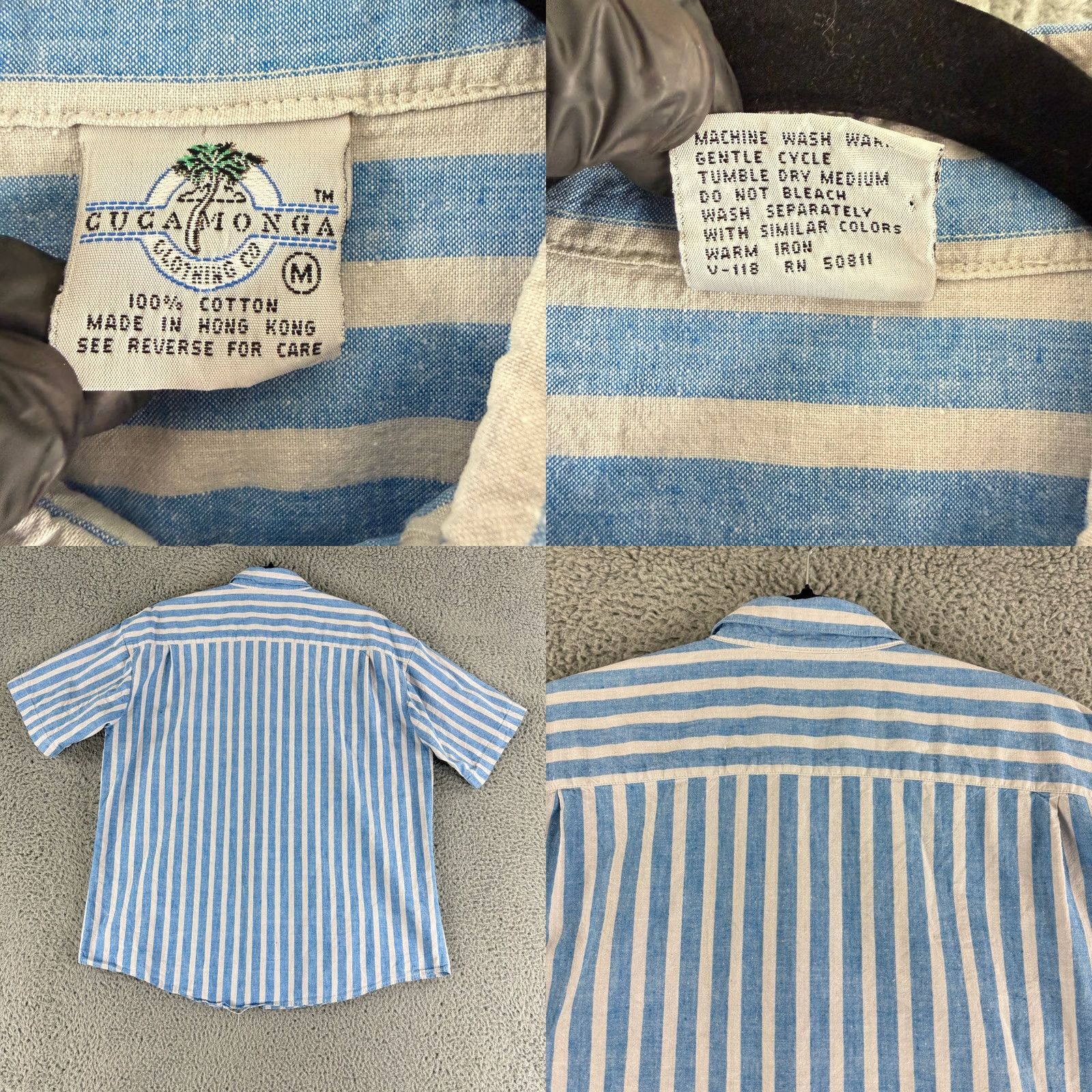 CO VINTAGE Cucamonga Clothing Co Button Up Shirt Mens M Blue Striped Cotton Shirt Mens Medium Blue Striped Vintage Cotton Size US M / EU 48-50 / 2 - 8 Thumbnail