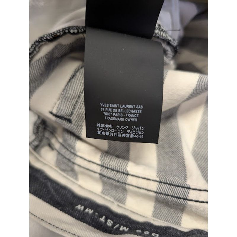 Saint Laurent Paris o1rshd1 Fold Bespoke Stripe Straight Denim Jeans Black/White Size US 30 / EU 46 - 20 Thumbnail