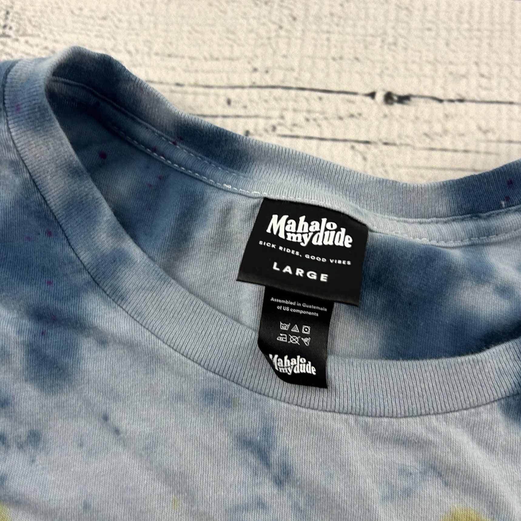 Vintage VINTAGE Mahalo My Dude Short Sleeve Tie Dye T Shirt Men's Large Blue Yellow Size US L / EU 52-54 / 3 - 2 Thumbnail